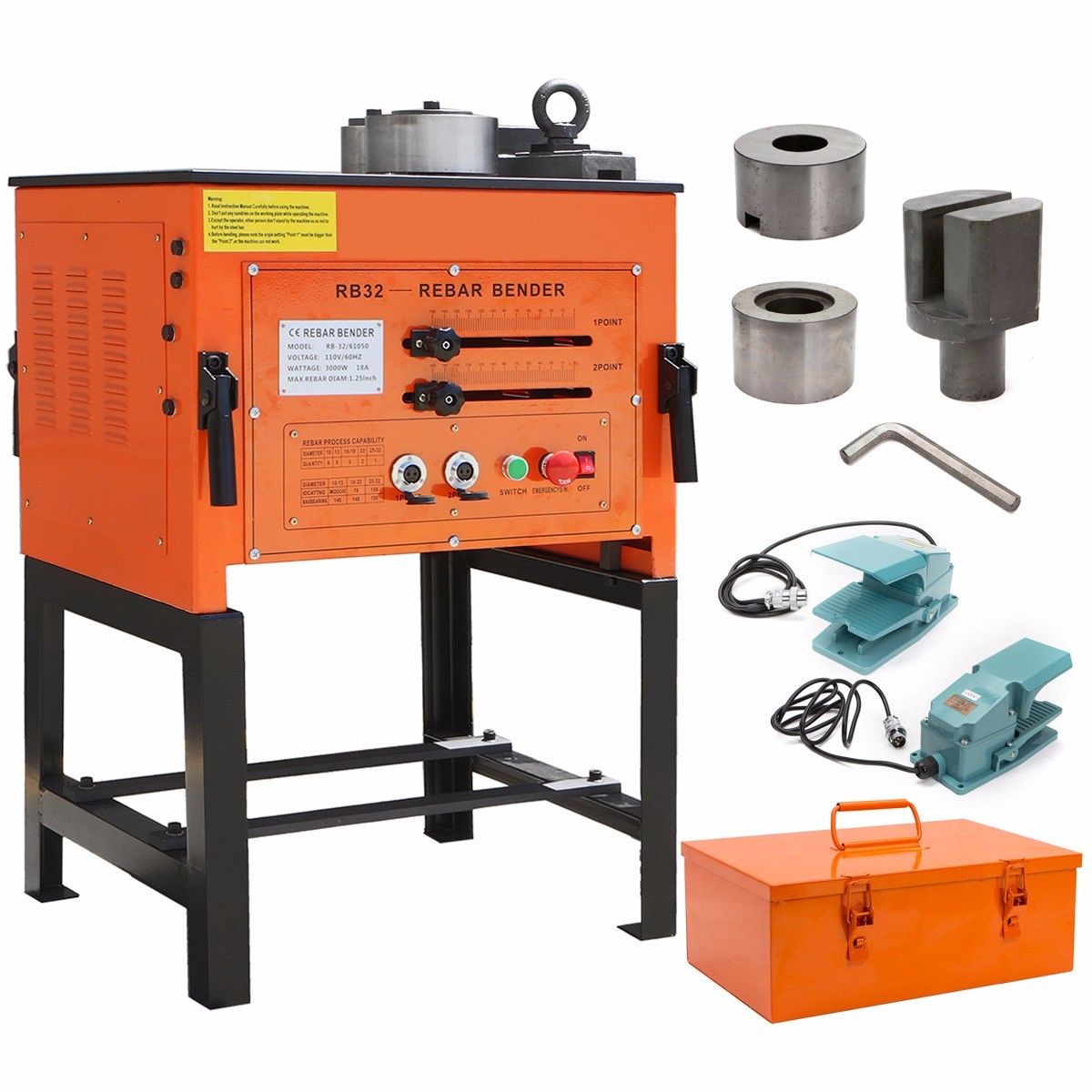 3000W Electric Rebar Bender Bending Table Bends 1.25" 32MM FREE stand