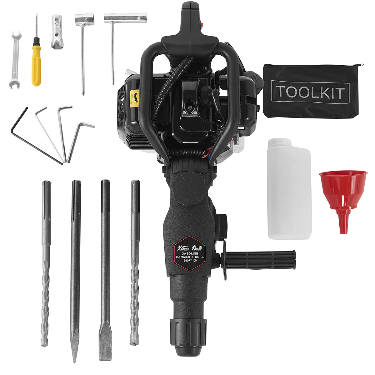 2in1 Gas Demolition Hammer Drilling w/ Point Flat Chisel Drill Bit