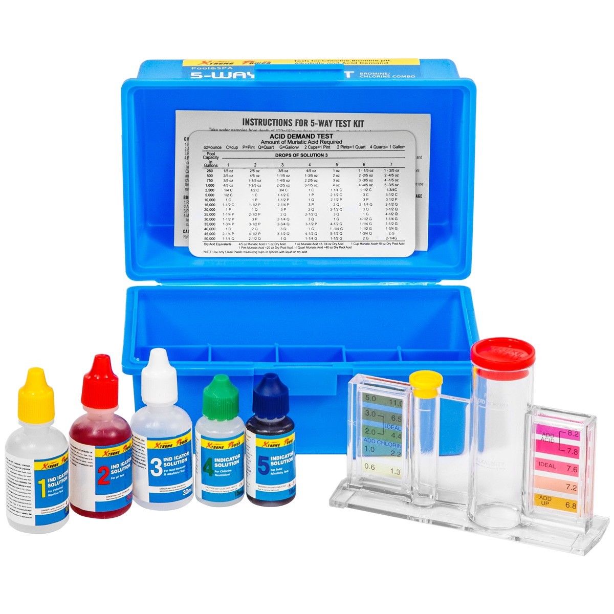 5 Way Swimming Pool Spa Water Chemical Test Kit CHLORINE BROMINE pH