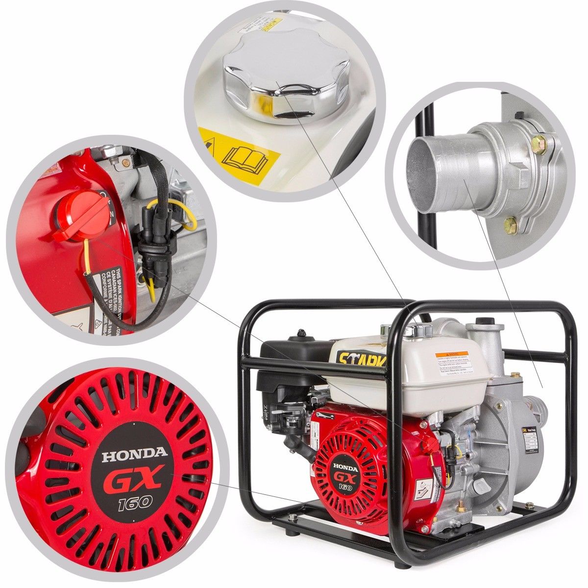 2" Honda GX160 Gas Industrial Semi Trash Portable Centrifugal Water