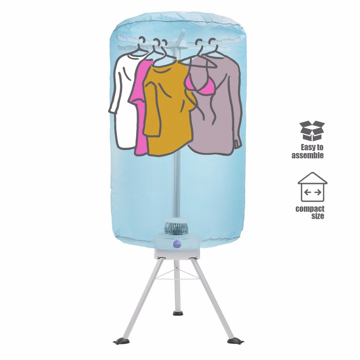 Portable Ventless Laundry Clothes Dryer Folding Drying Machine 900 watt