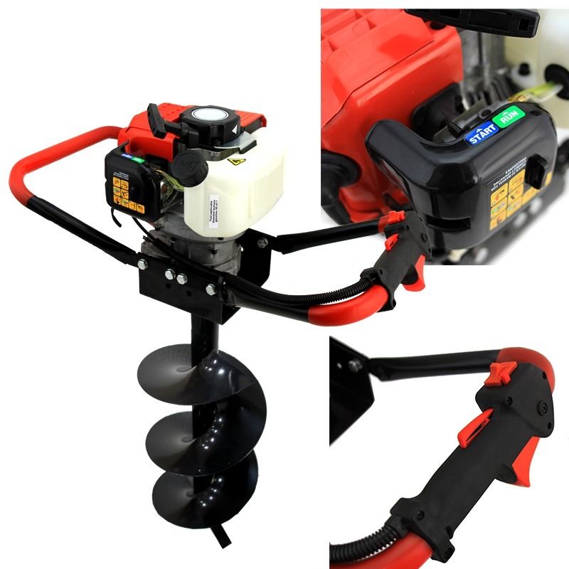 2.3HP 55cc Gas Post Earth ice dirt Hole auger Digger Borer 2 Auger bits