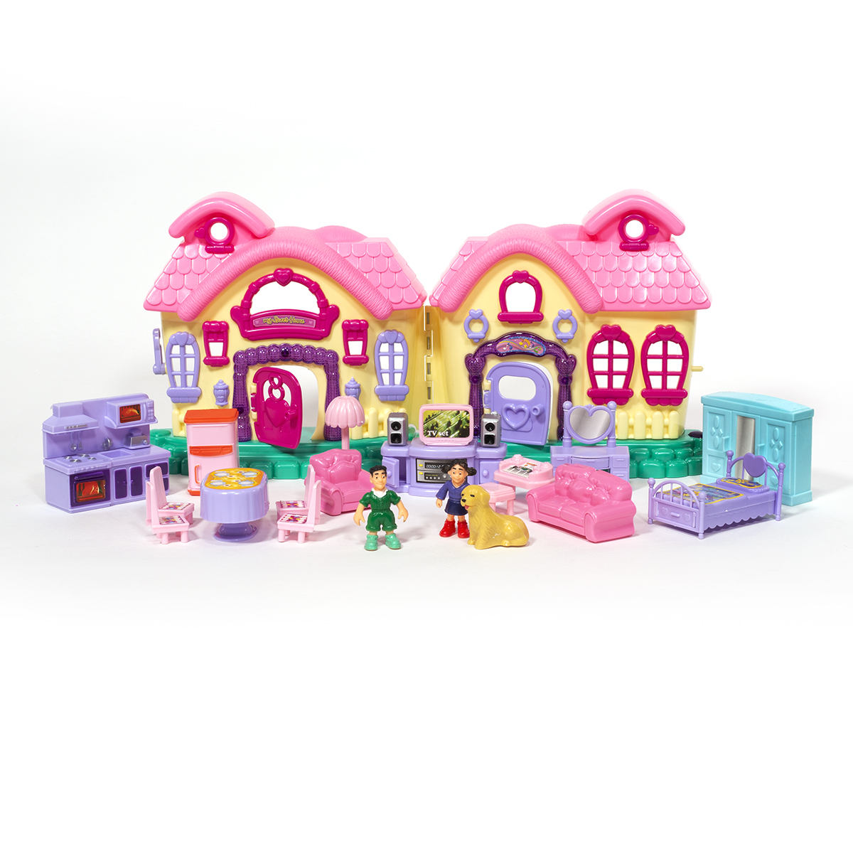 DIY Dollhouse Mini Pink House Cottage Wooden Toy Doll/'s Accessory Set AaGVx #mi
