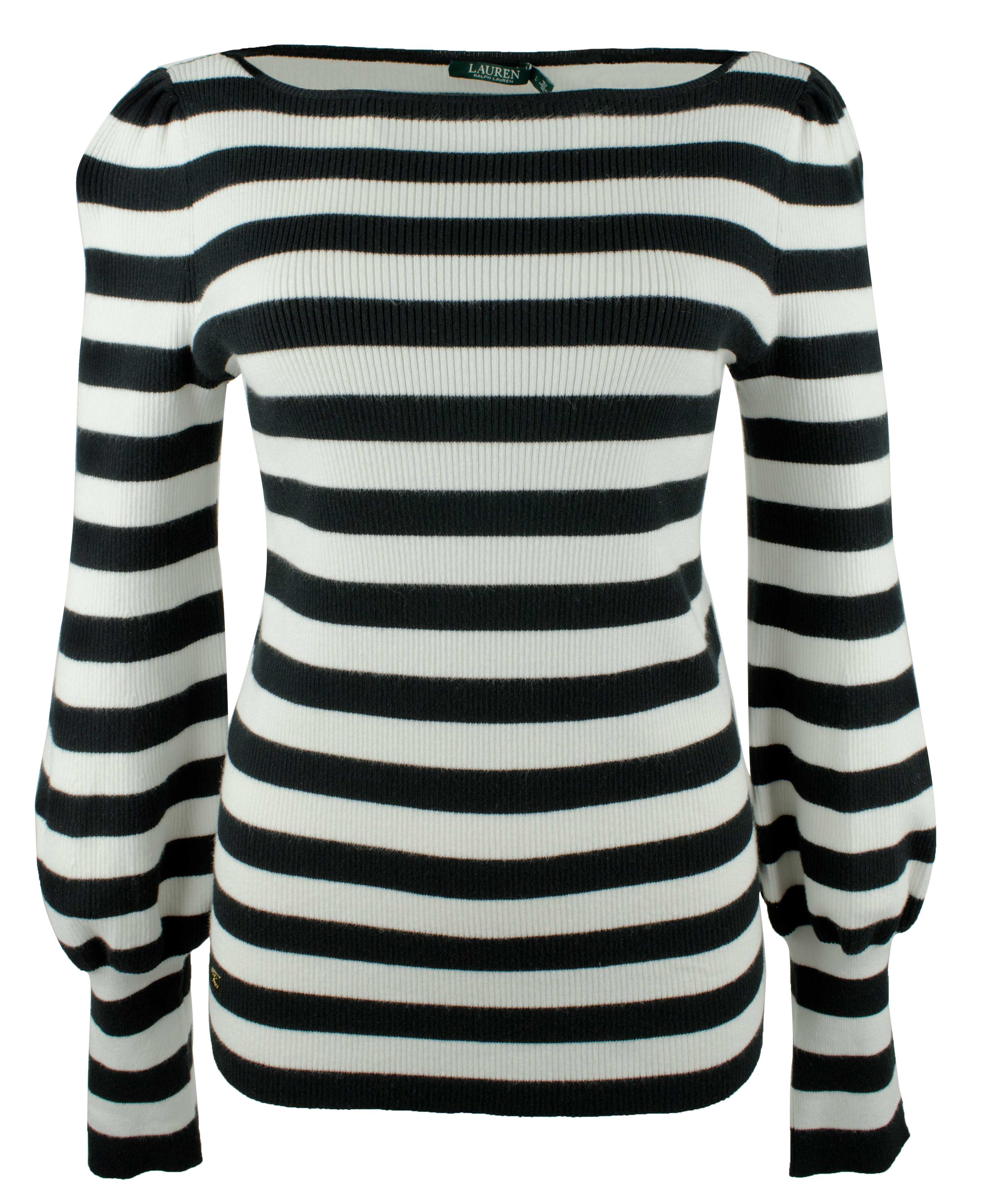 Lauren Ralph Lauren Women's Stripe Puff Sleeve Knit Sweater | eBay