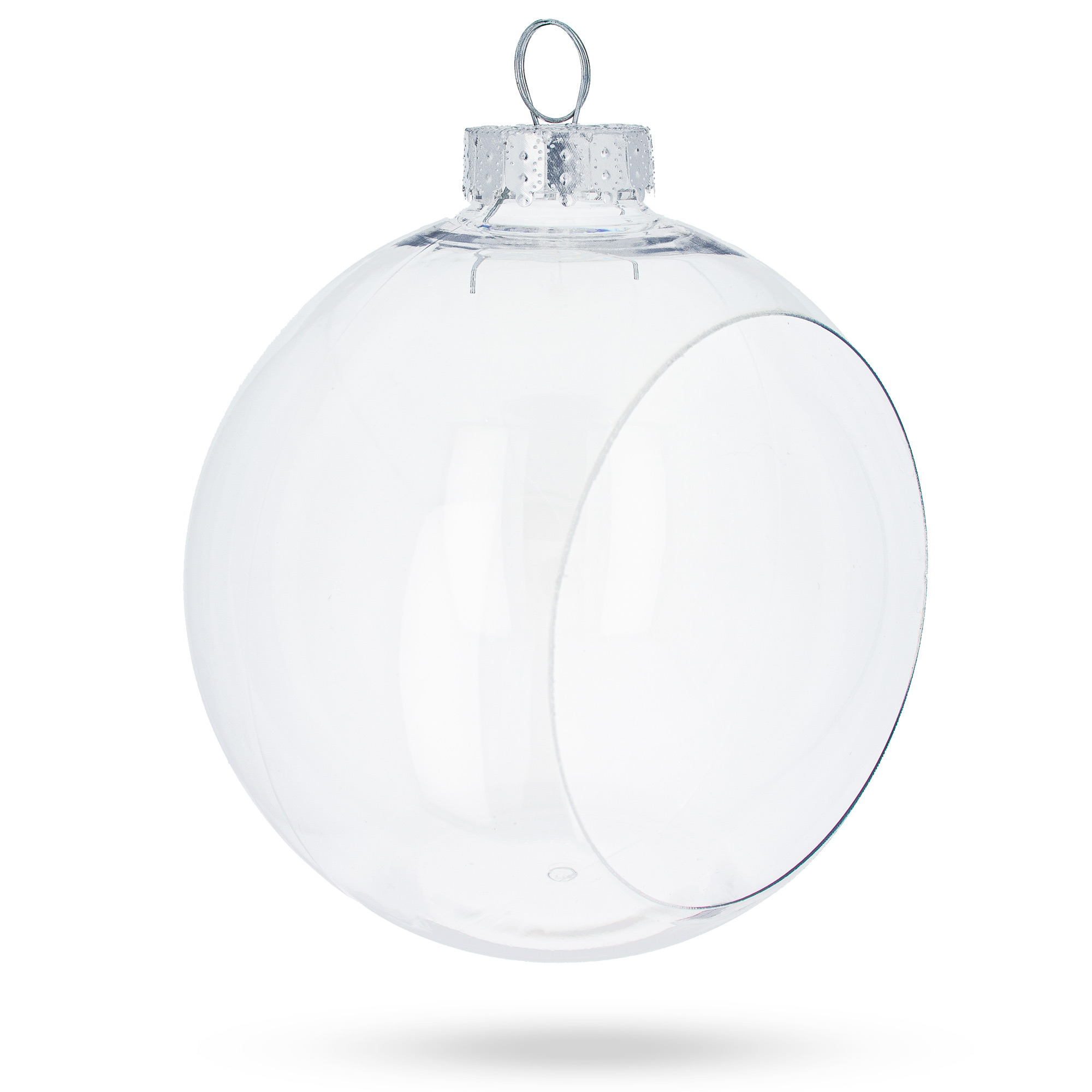 Set of 3 Clear Plastic Christmas Ball Ornaments with Cutout Openings