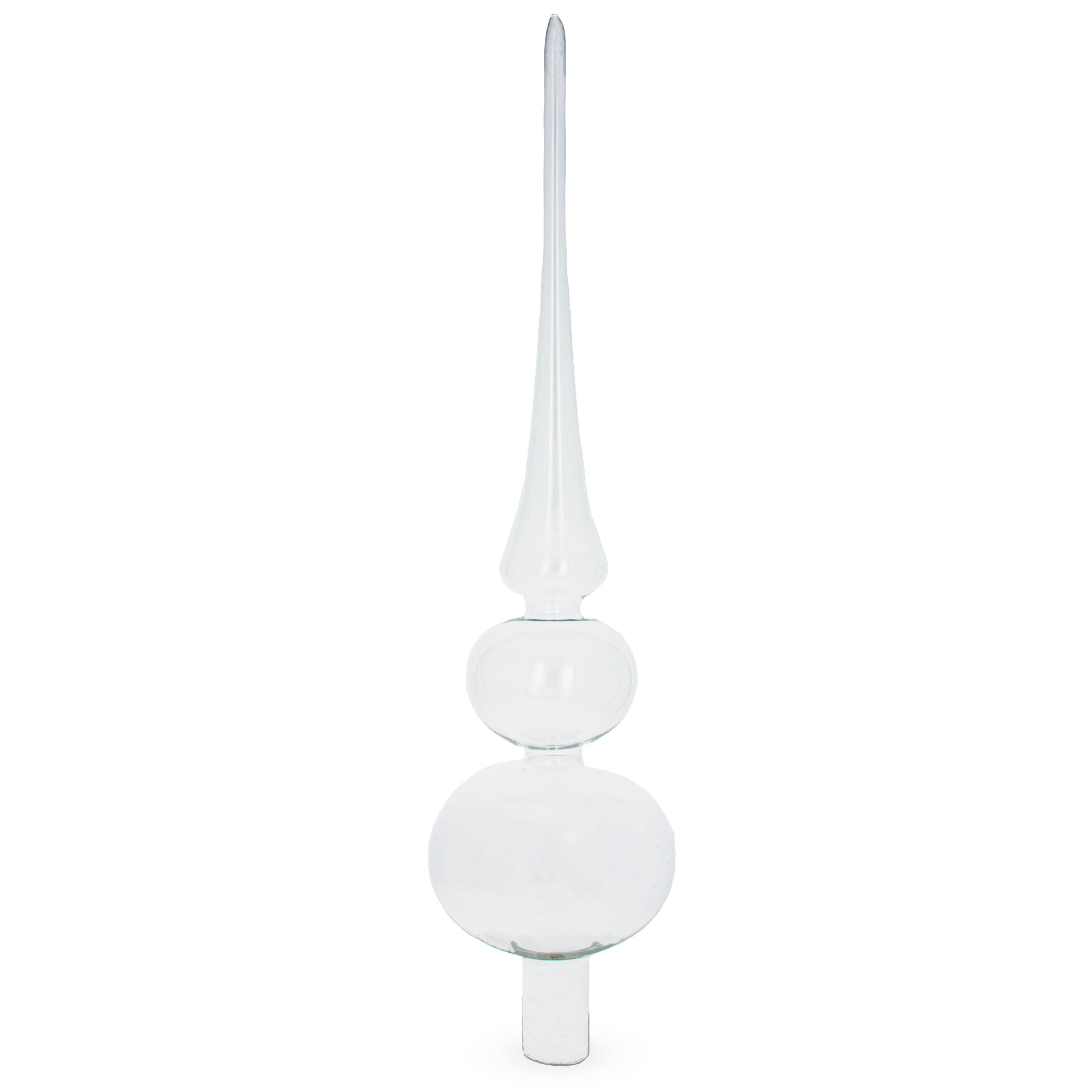 Double Ball Clear Glass Christmas Tree Topper 12.5 Inches