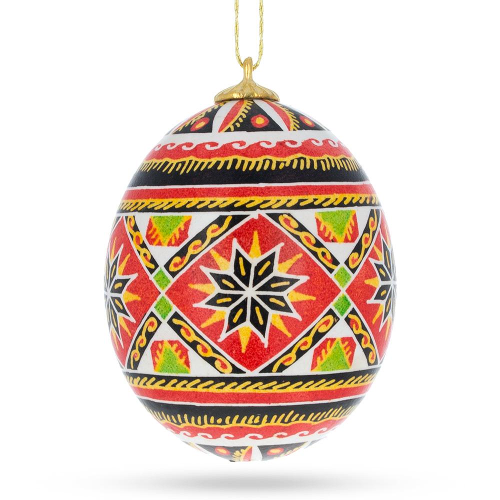 BestPysanky The Green Star Ukrainian Pysanka Glass Egg Ornament