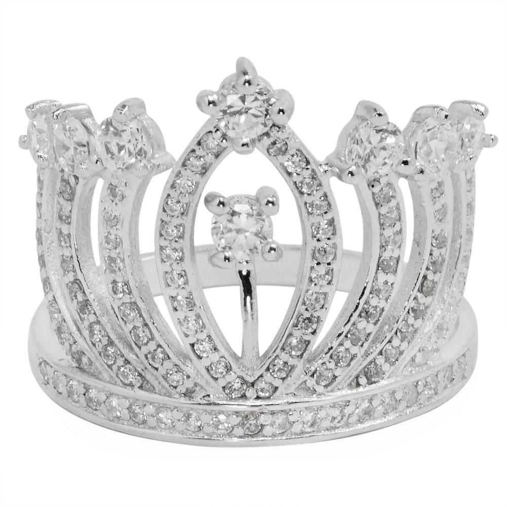 Queen's Crown Sterling Silver Women's Ring (Size 8)
