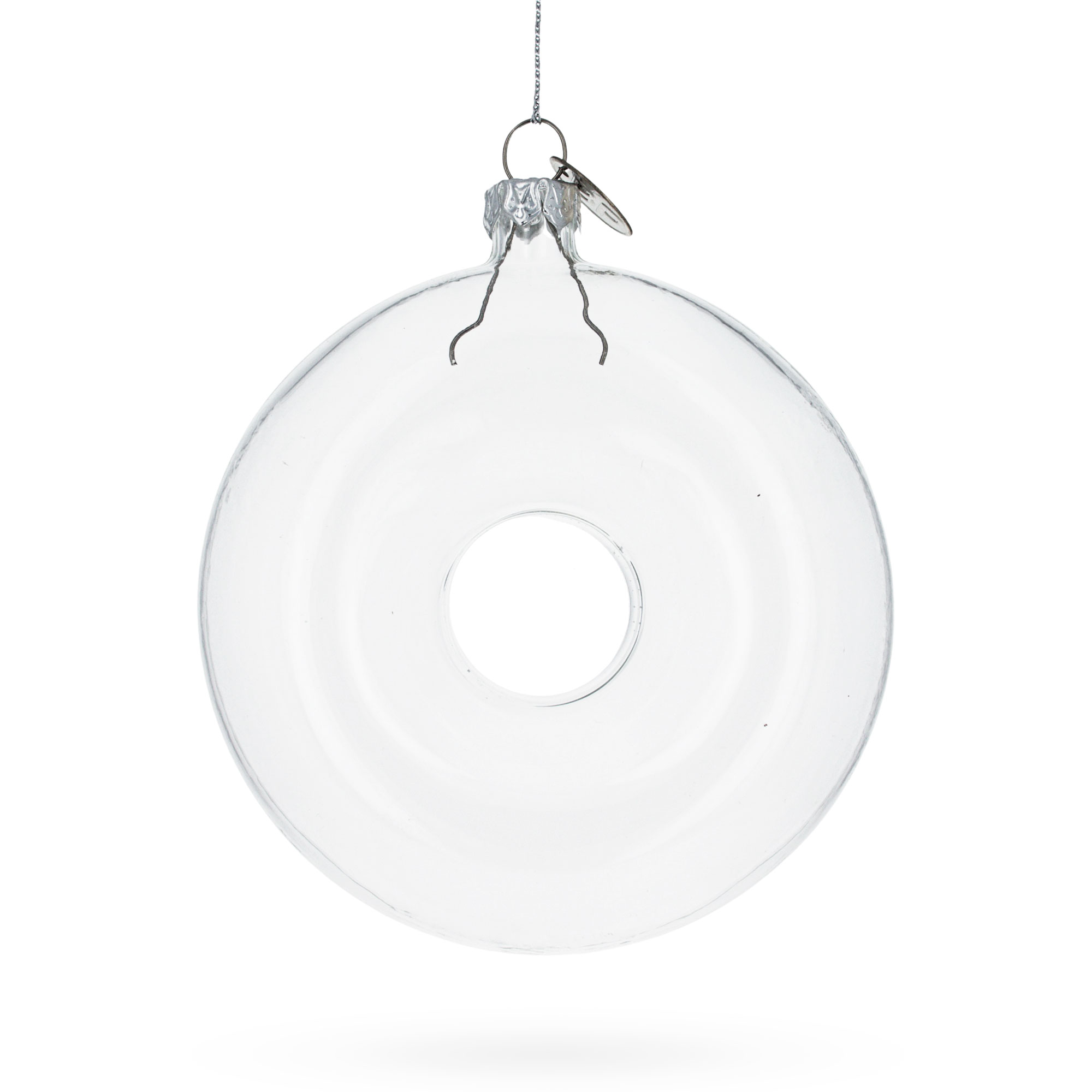 Doughnut Clear Glass Christmas Ornament