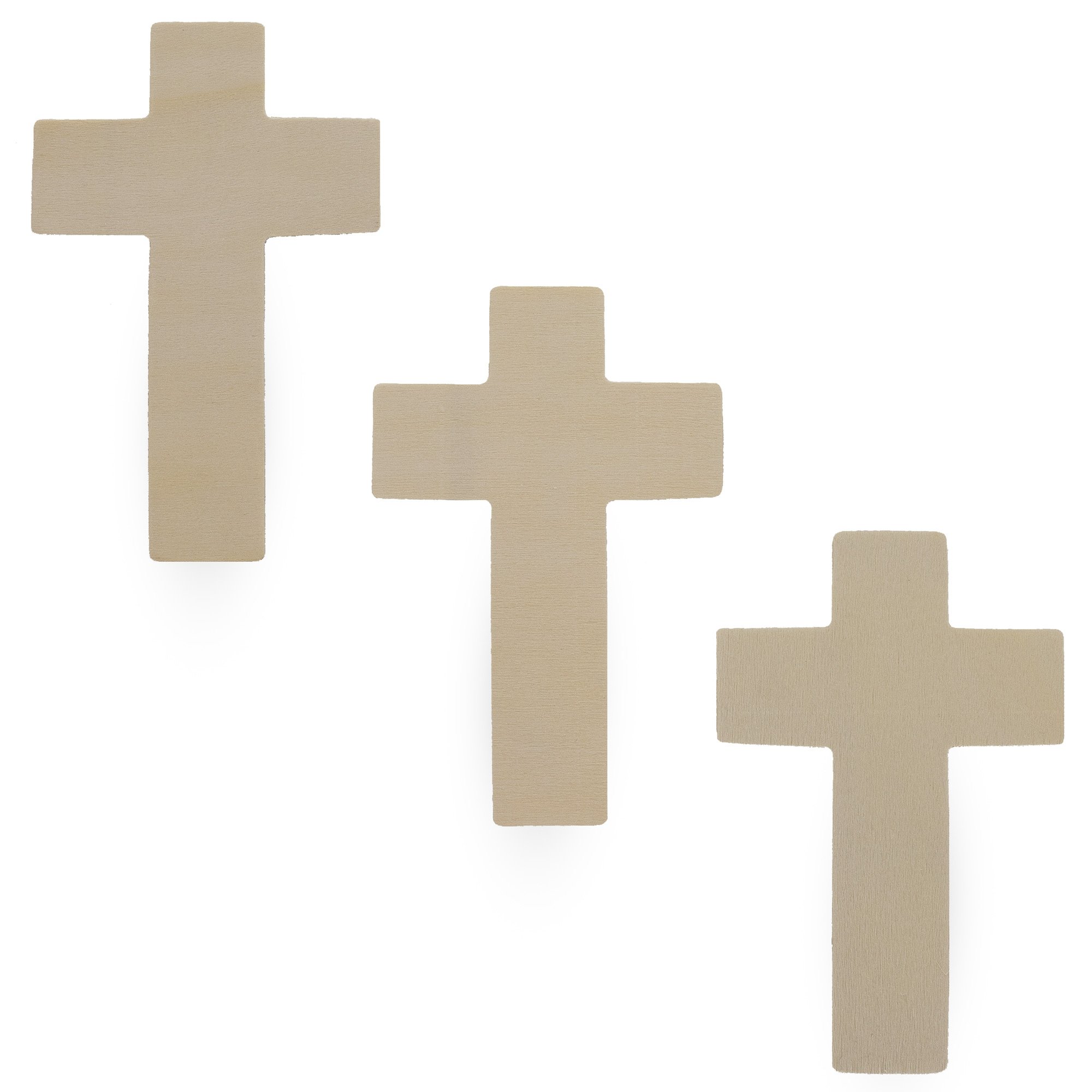 3 Unfinished Wooden Cross Shapes Cutouts DIY Crafts 4.25 Inches
