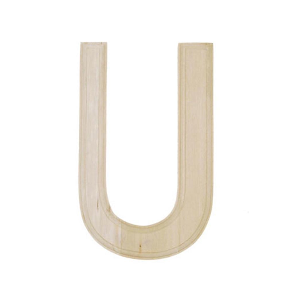 Unfinished Unpainted Wooden Letter U (6 Inches)