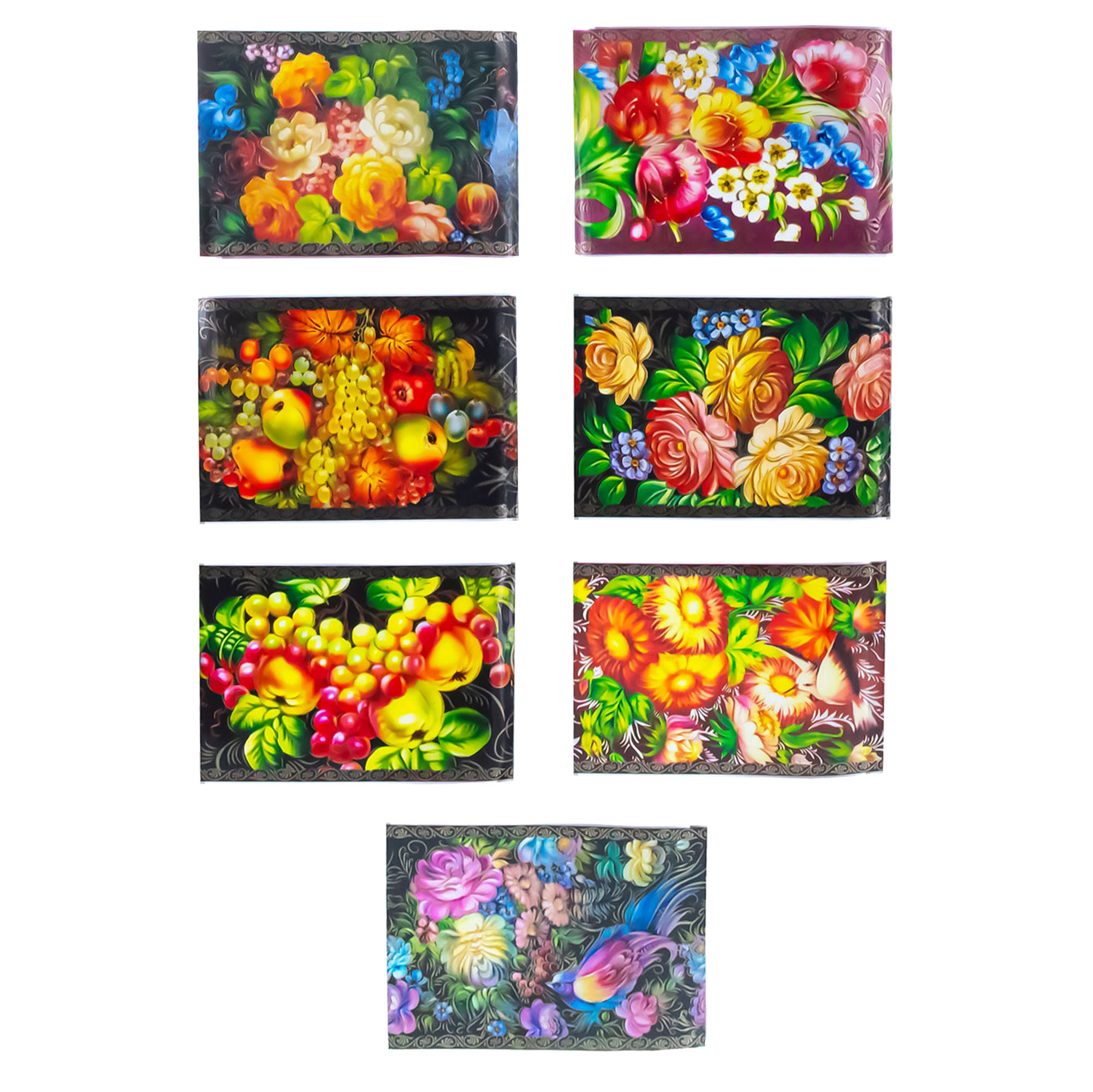7 Floral & Fruit on Black Ukrainian Easter Egg Decorating Wraps Heat Shrink Sleeves