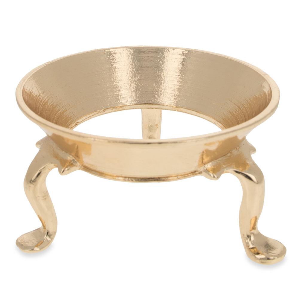 Round Cone Gold Tone Metal Egg Sphere Stand Holder Display