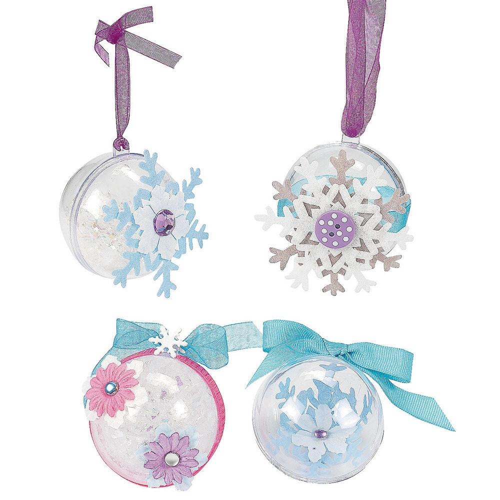 Set Of 12 Fillable Openable Clear Plastic Ball Christmas Ornaments DIY