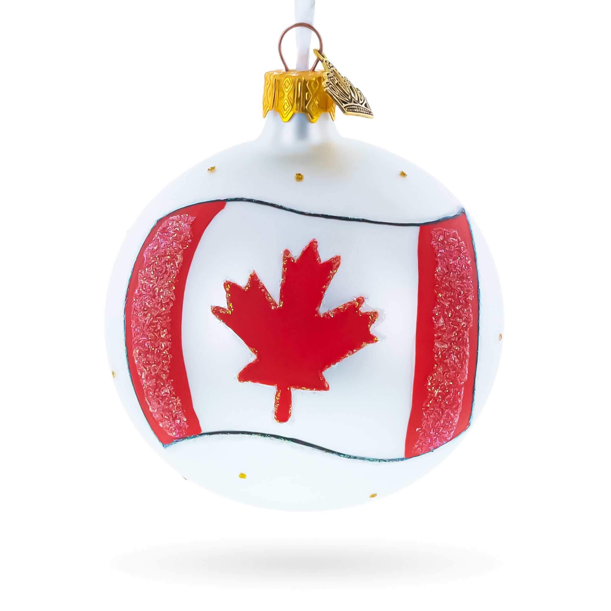 Flag of Canada Glass Ball Christmas Ornament 3.25 Inches