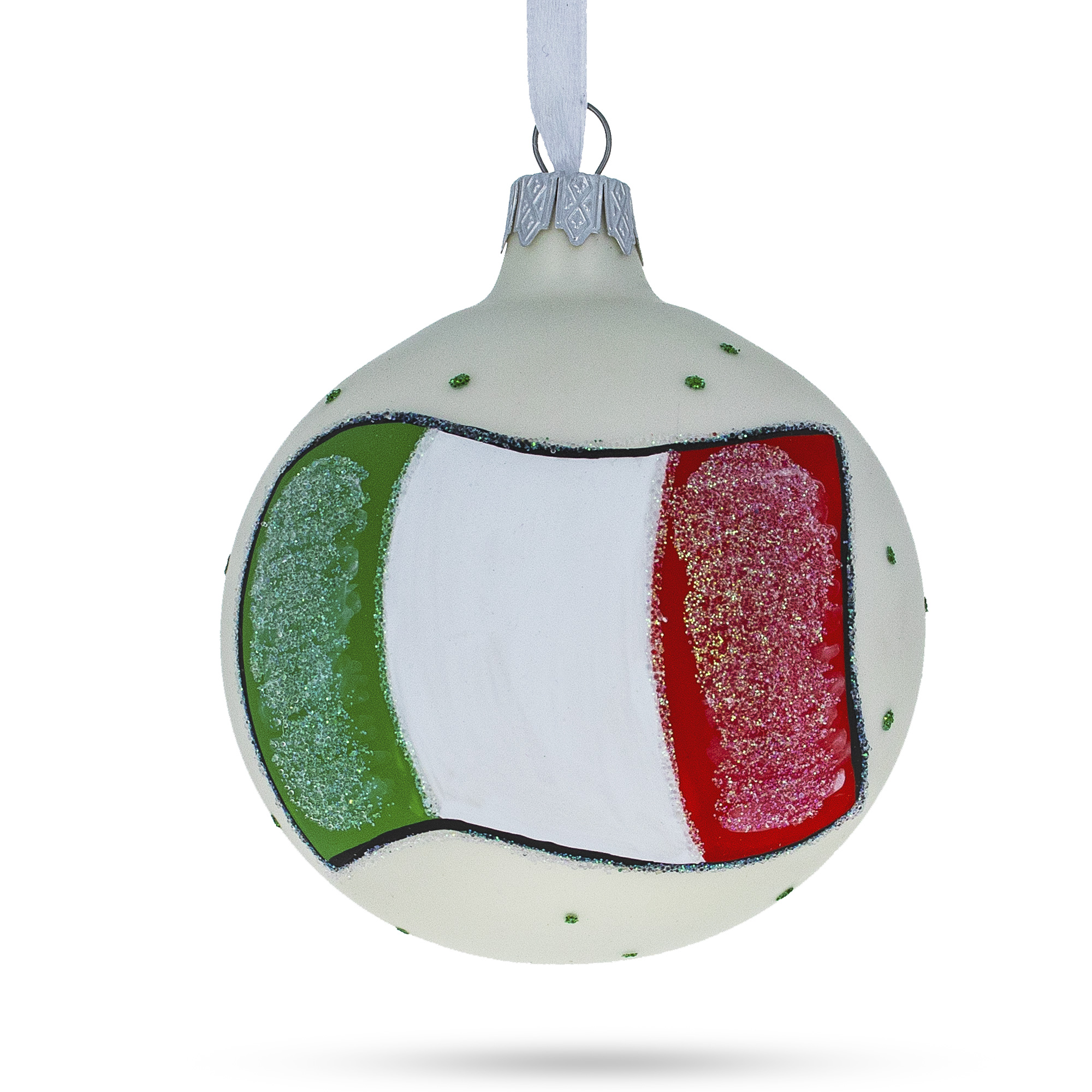 Flag of Italy Glass Ball Christmas Ornament 3.25 Inches
