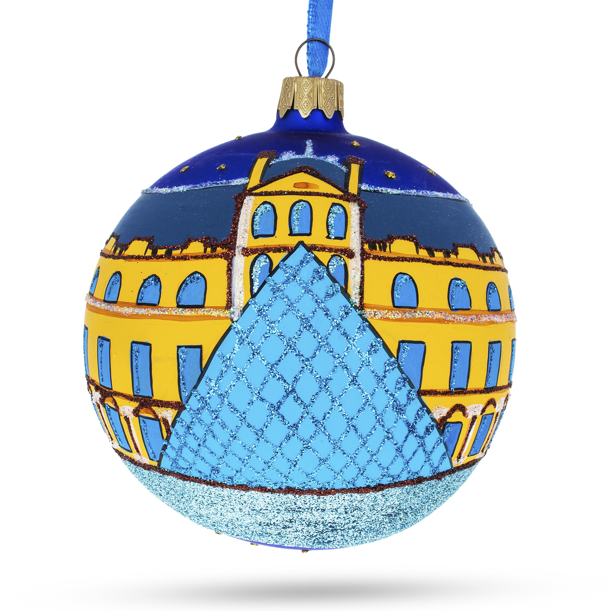 Louvre, Paris, France Glass Ball Christmas Ornament 4 Inches
