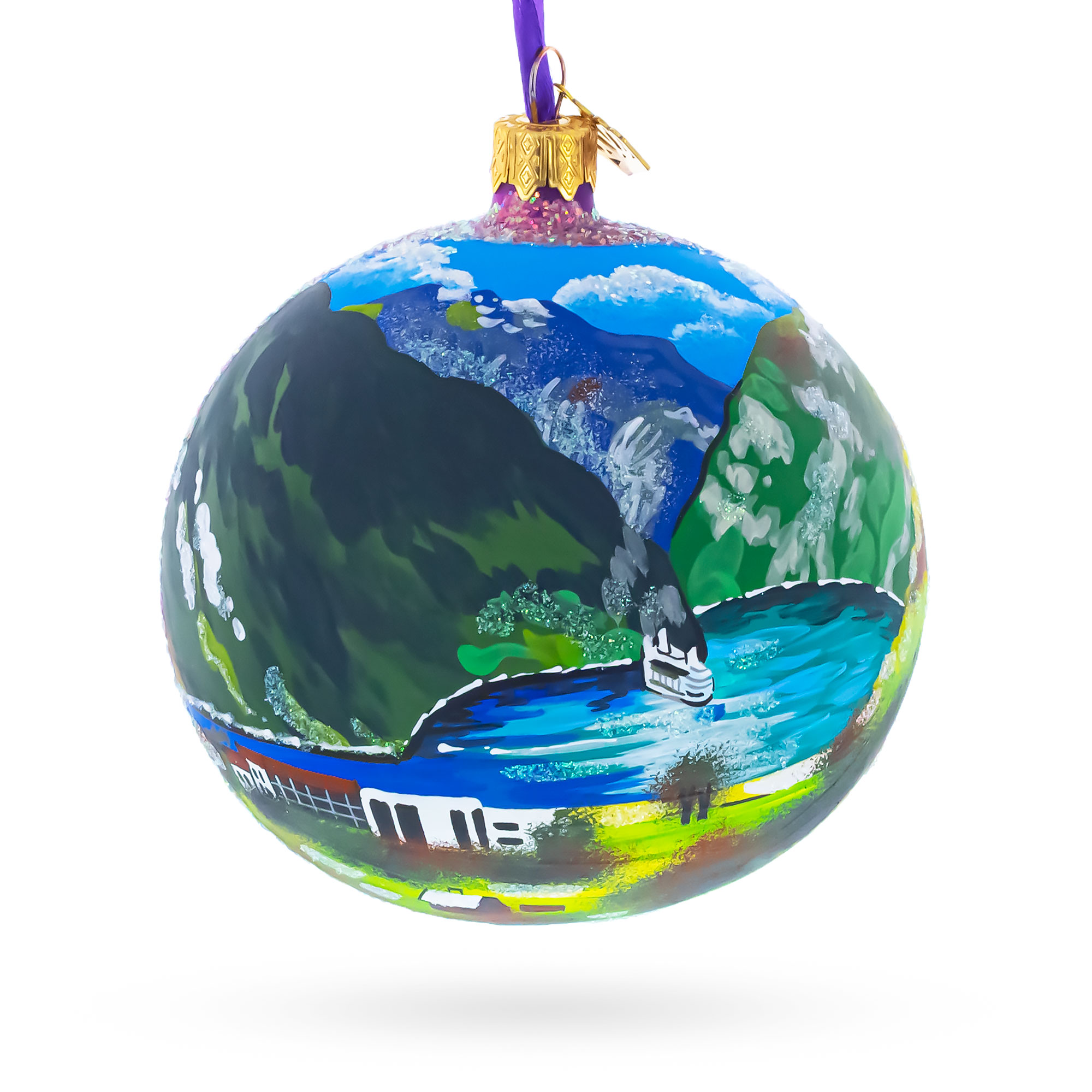 Geirangerfjord, Norway Glass Ball Christmas Ornament 4 Inches