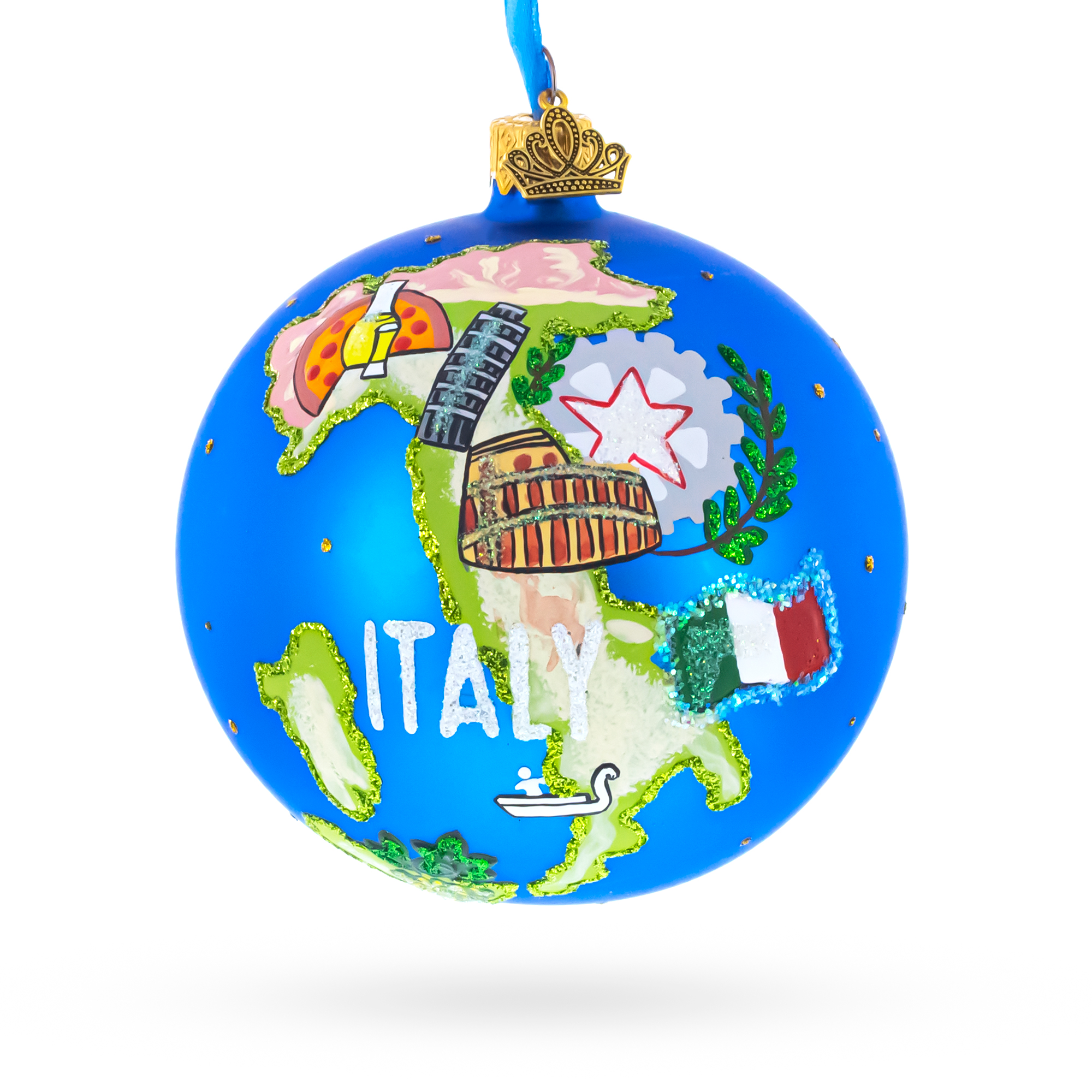Italy Landmarks and Symbols Glass Ball Christmas Ornament 4 Inches
