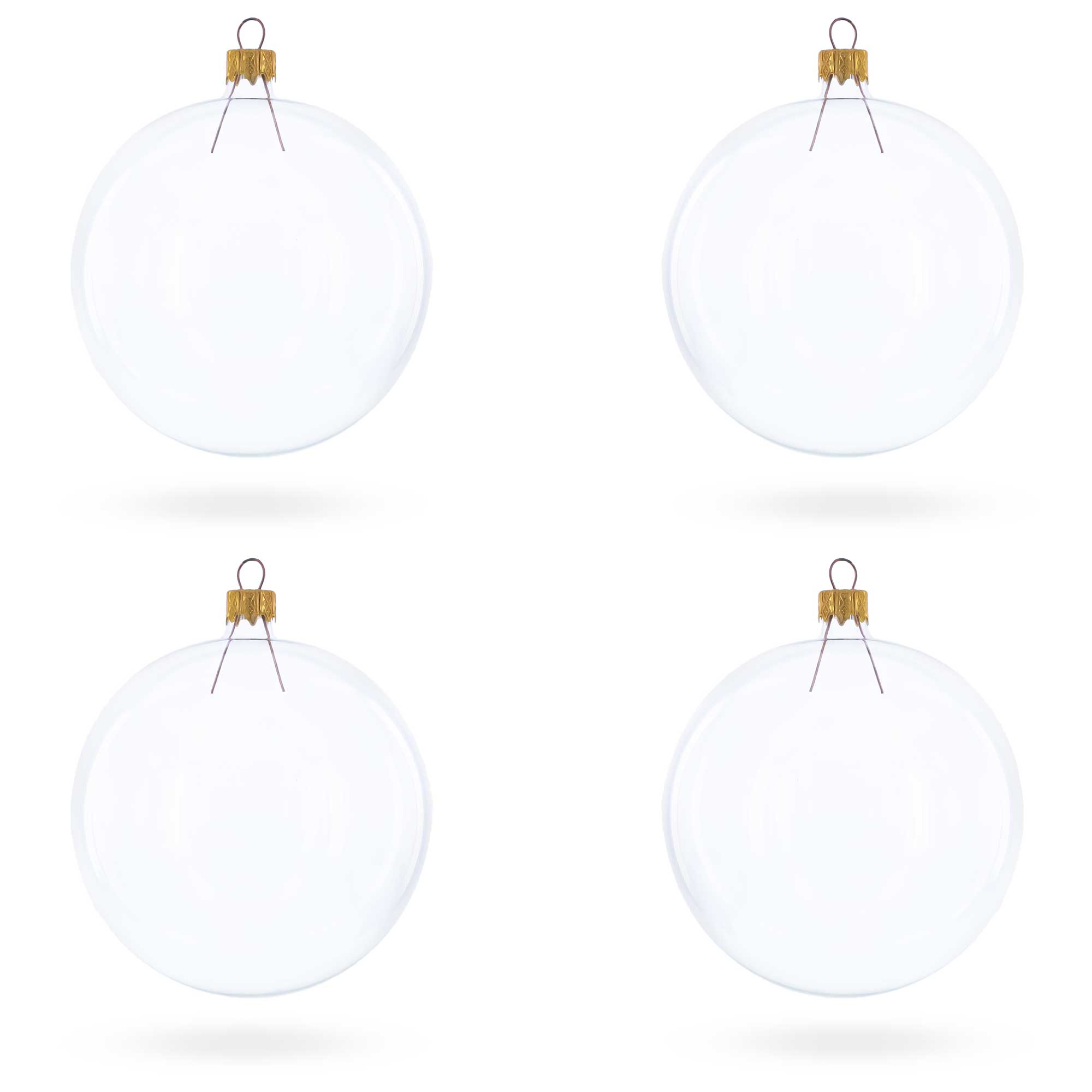 Set of 4 Clear Glass Ball Christmas Ornaments DIY Craft 4 Inches