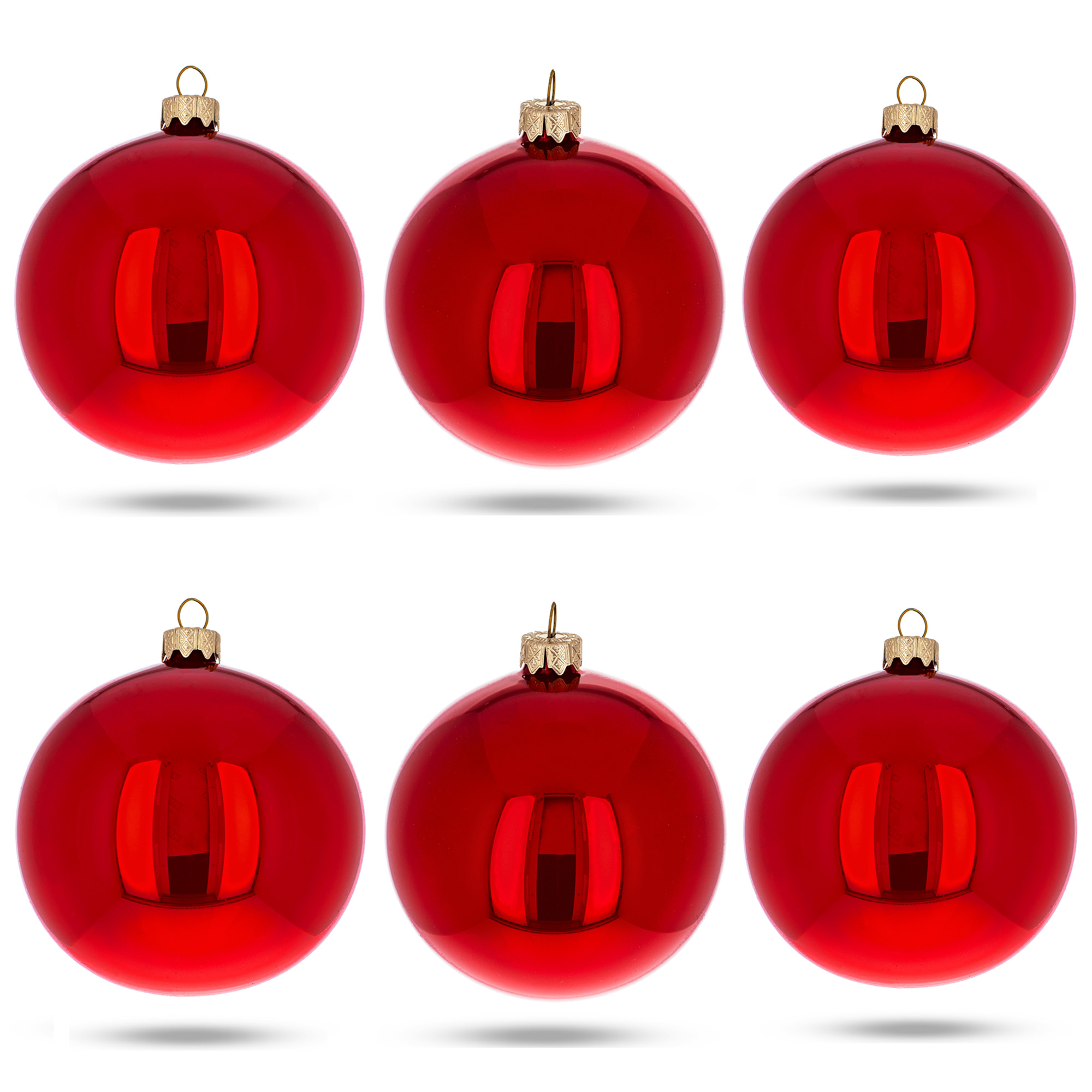 Set of 6 Red Glossy Glass Ball Christmas Ornaments 3.25 Inches eBay