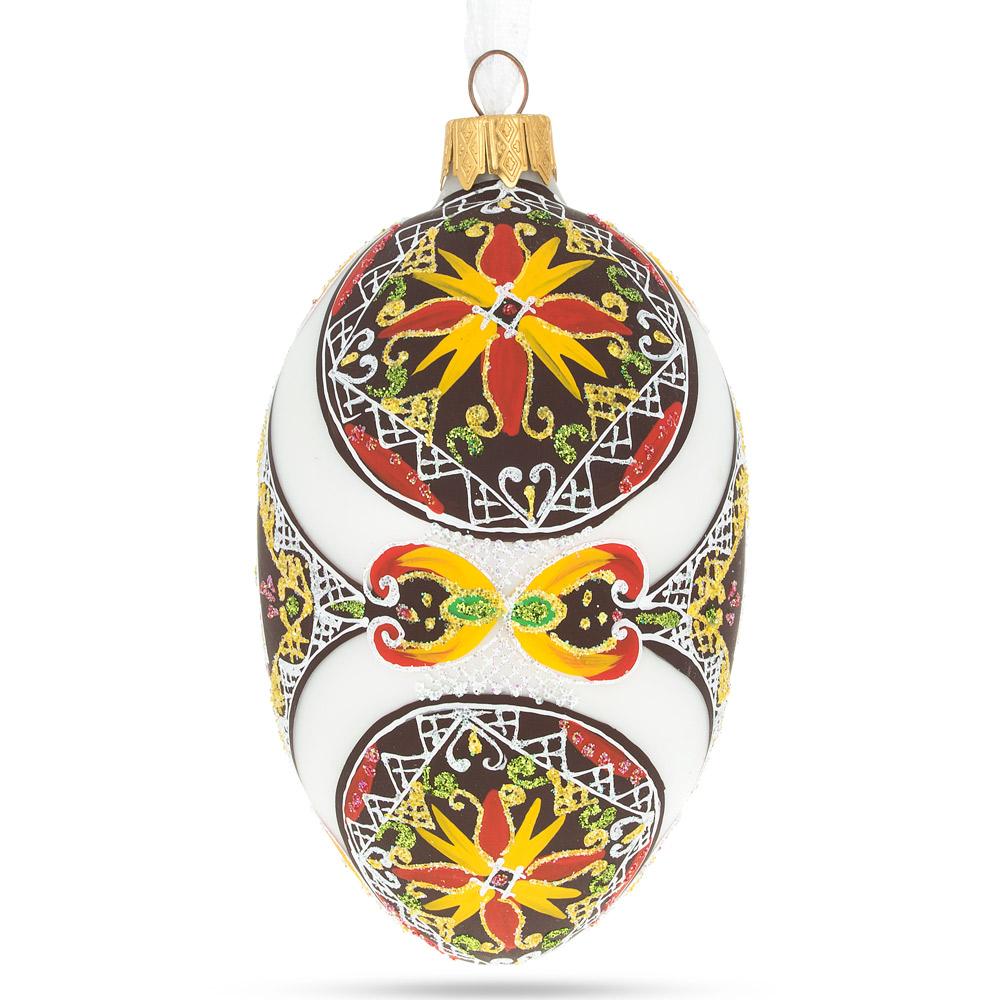 BestPysanky The Green Star Ukrainian Pysanka Glass Egg Ornament