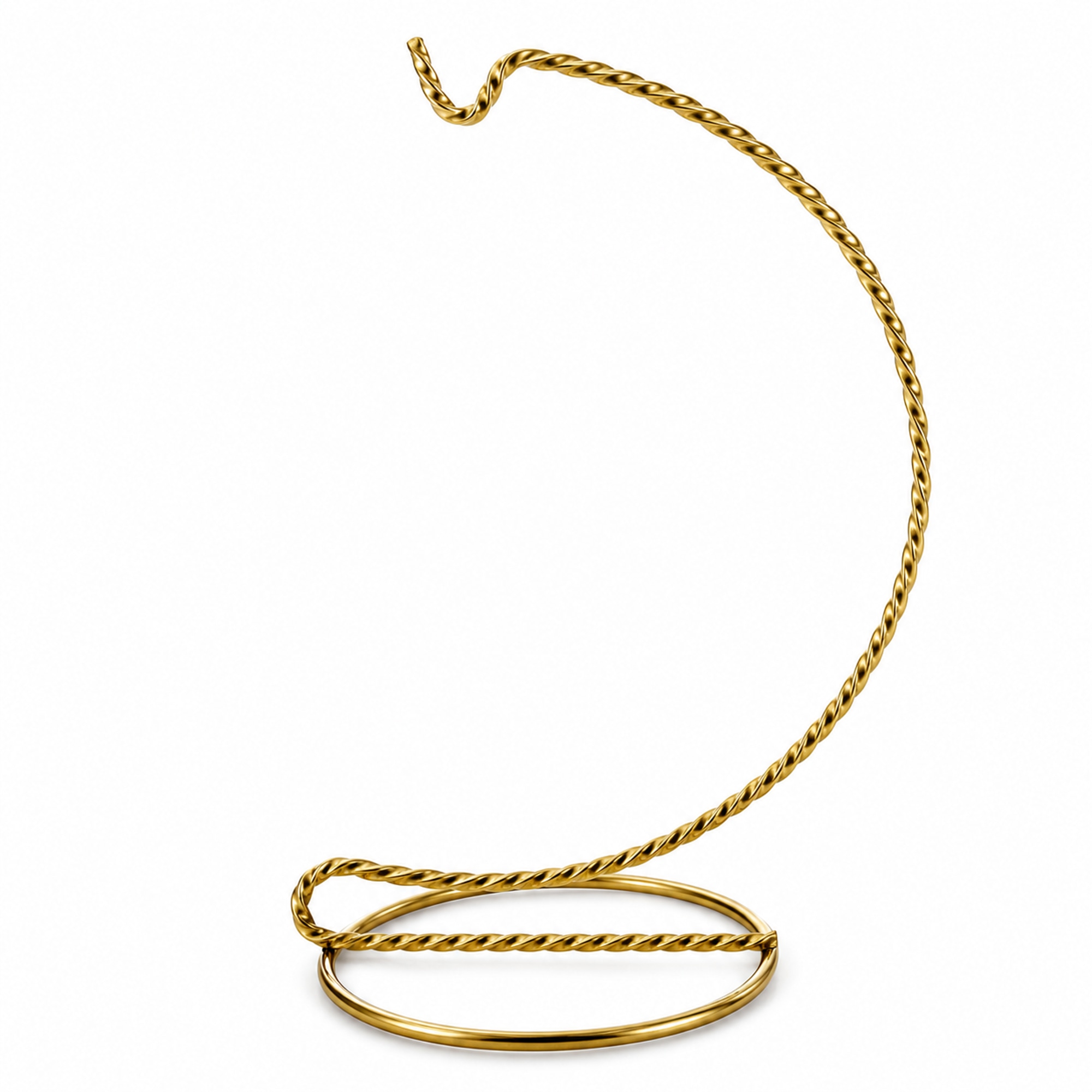 Twisted Wire Curve Gold Metal Ornament Stand Display Holder 6.25 Inches