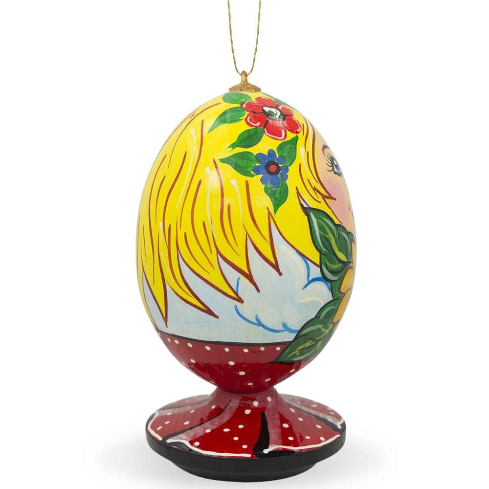 Russian Nesting Doll with Sunflower Matryoshka Wooden Egg Ornament 3 Inches