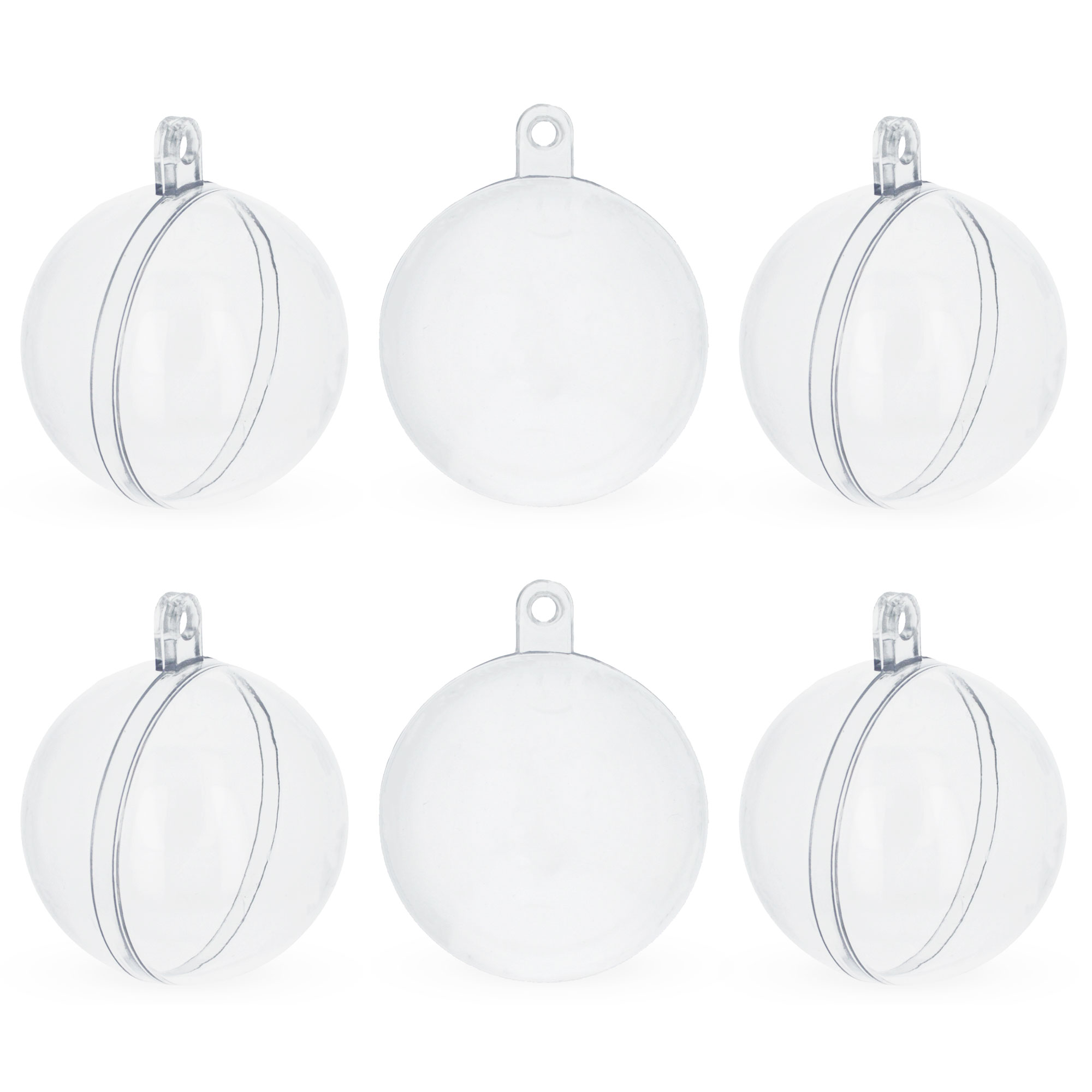 Set of 6 Mini Clear Plastic Ball Ornaments 1.92 Inches (49 mm)