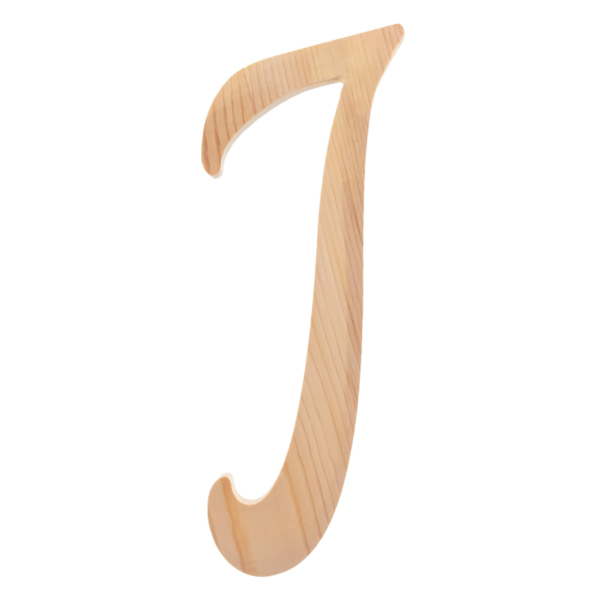 Unfinished Wooden Playball Italic Letter J (6.25 Inches)