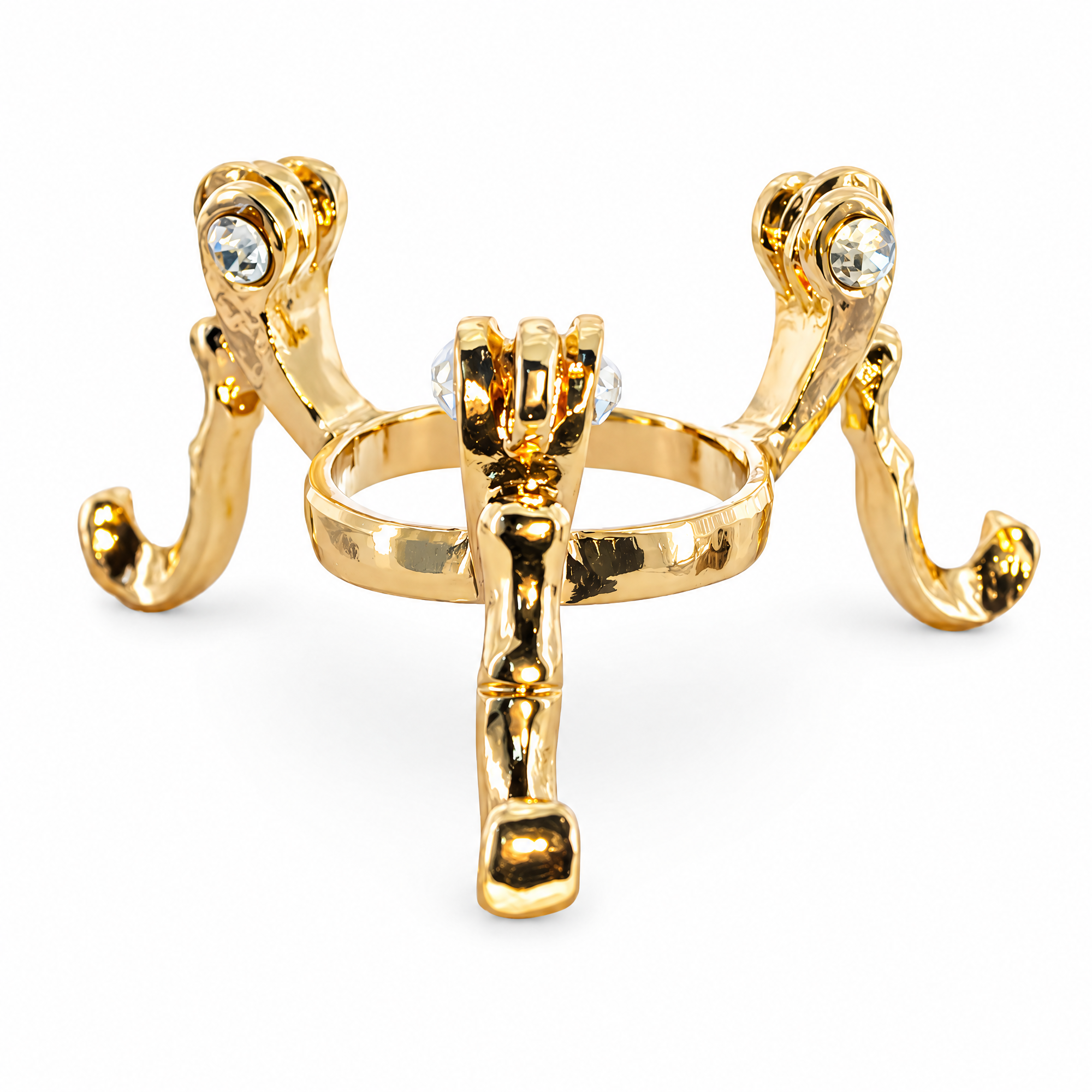 Low Bottom Gold Tone Metal Egg Stand Holder