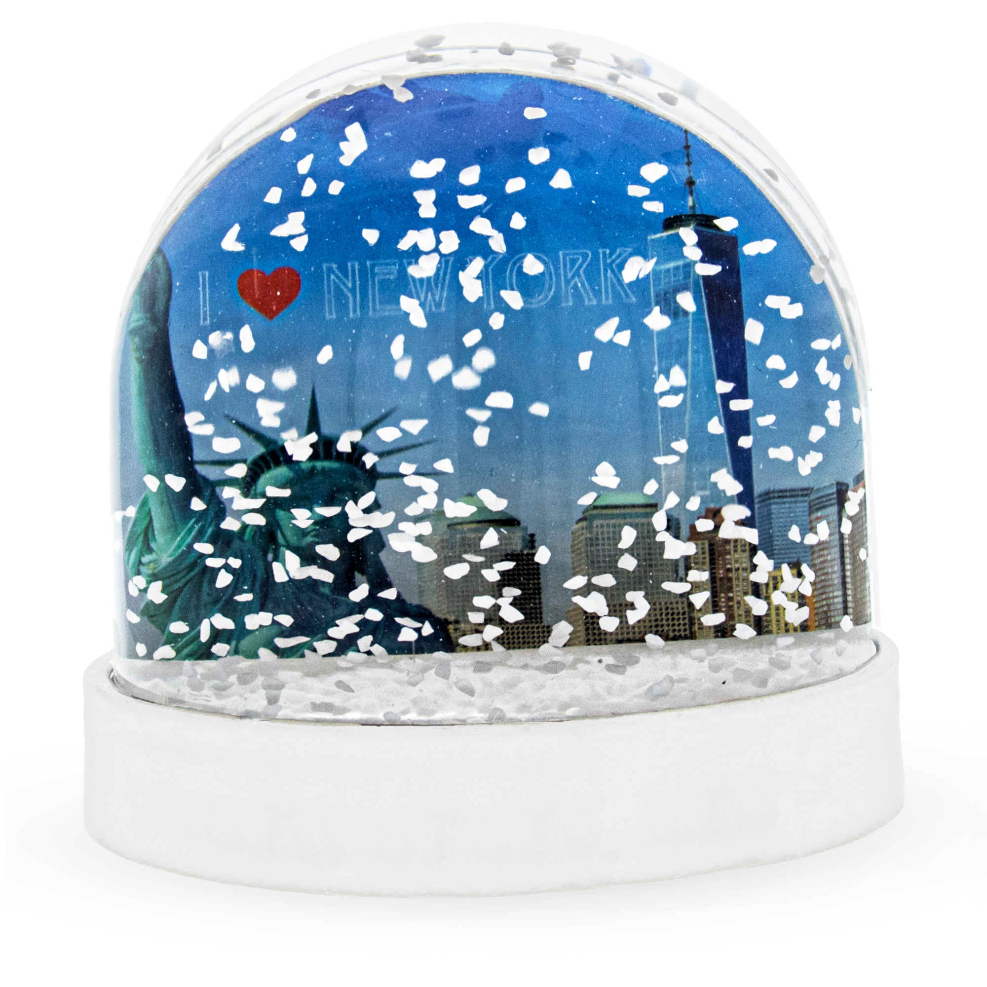 New York City (NYC) Snowy Skyline Clear Acrylic Plastic Water Globe Picture Frame