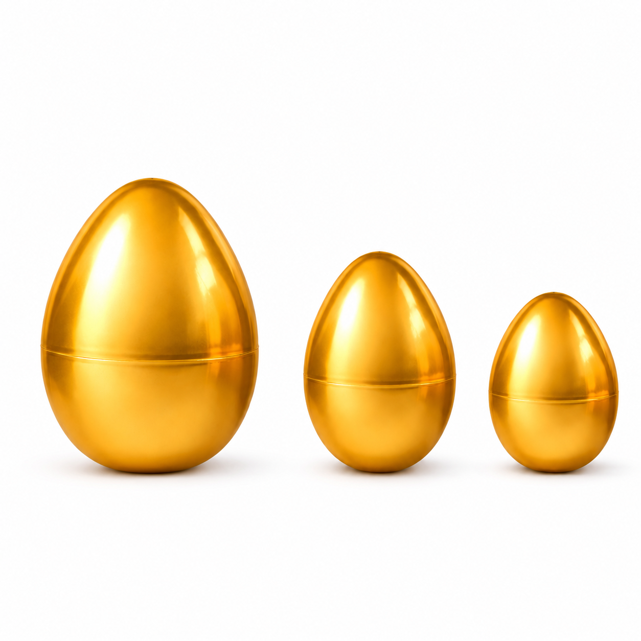 Set of 3 Gold Jumbo Large Size Giant Fillable Plastic Easter Eggs 10 Inches