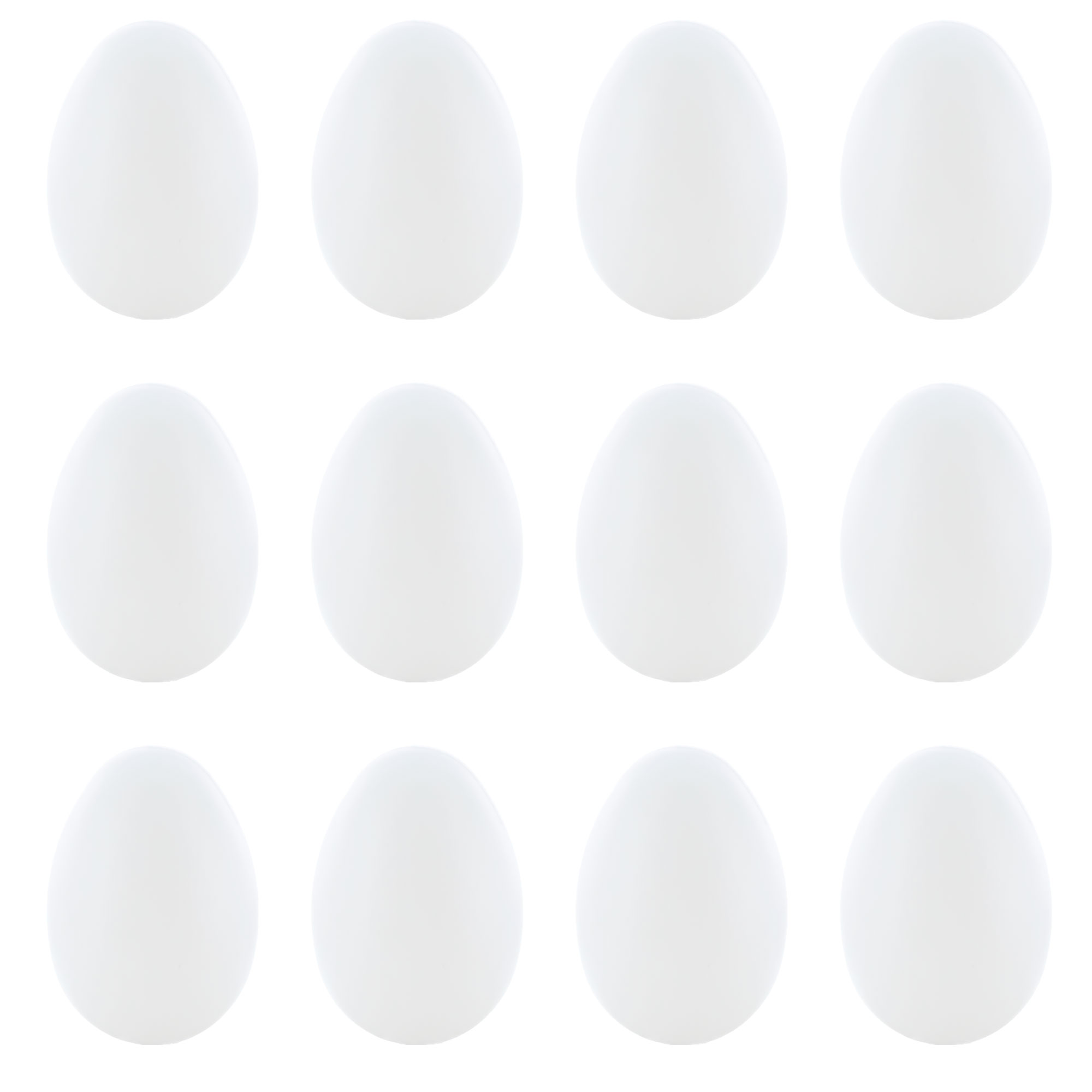 12 Blank Hollow Solid White Plastic Easter Eggs 2.25 Inches