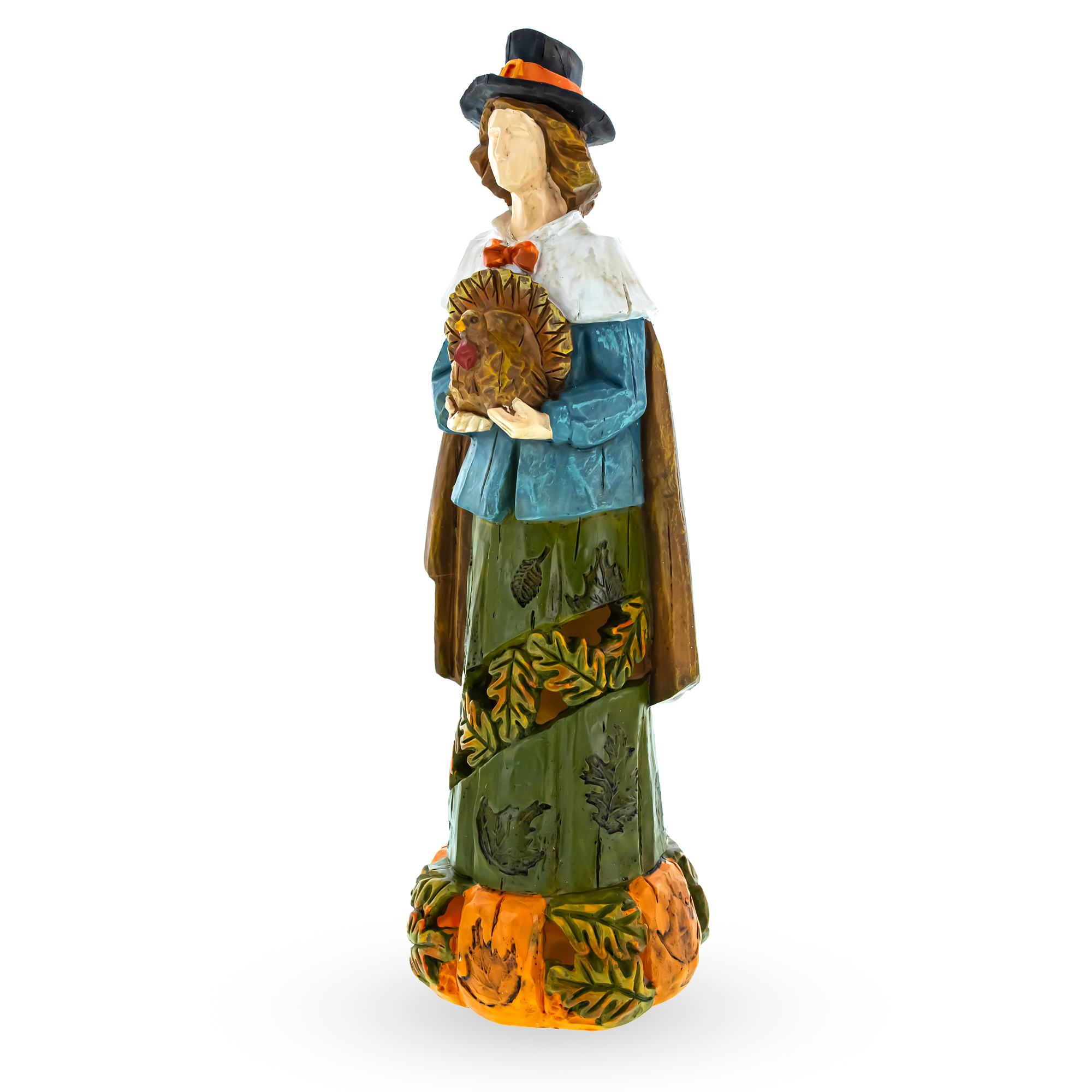 Pilgrim Figurine with Turkey – Autumn Thanksgiving Decorative Accent Figurine