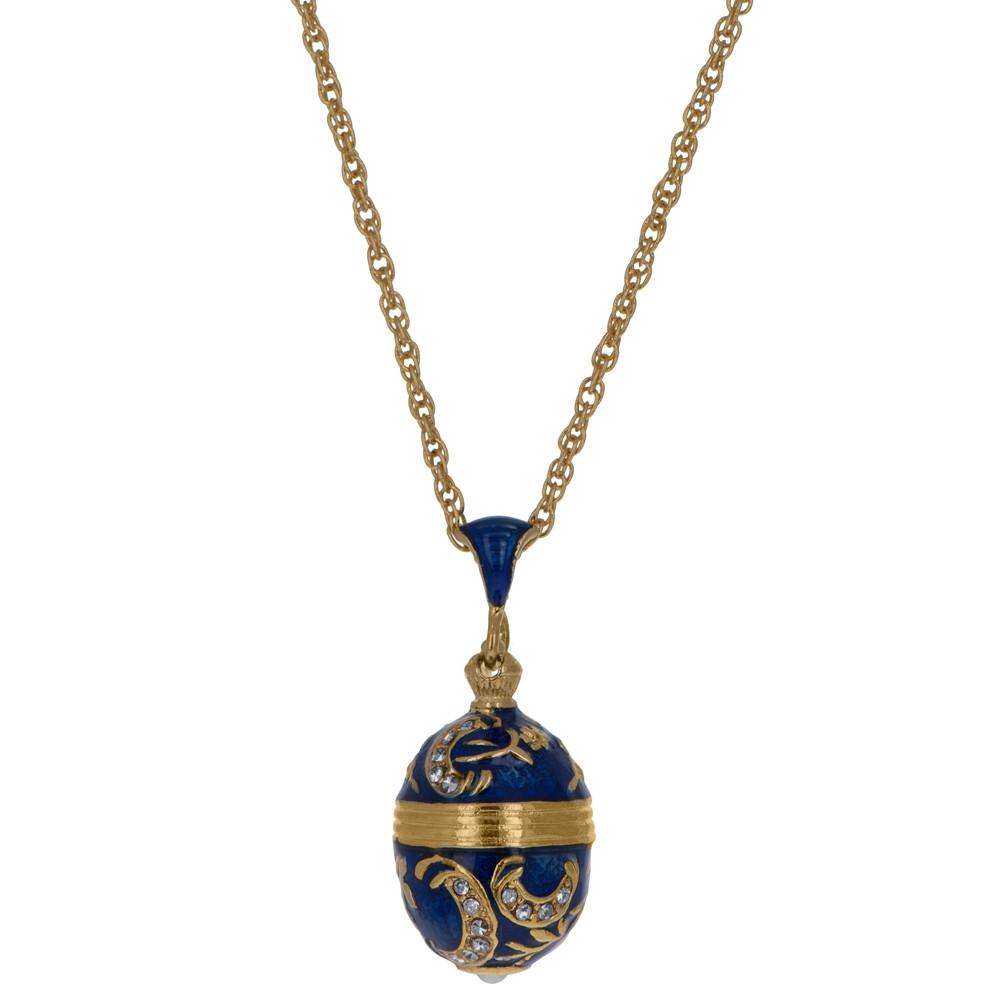 Blue Enamel 30 Crystals Brass Royal Egg Pendant Necklace 20 Inches 670579364751 | eBay