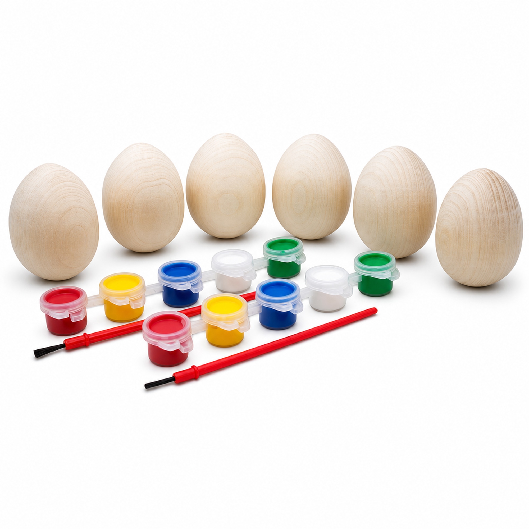 Set of 6 Unpainted Unfinished Wooden Easter Eggs 2.5 Inches