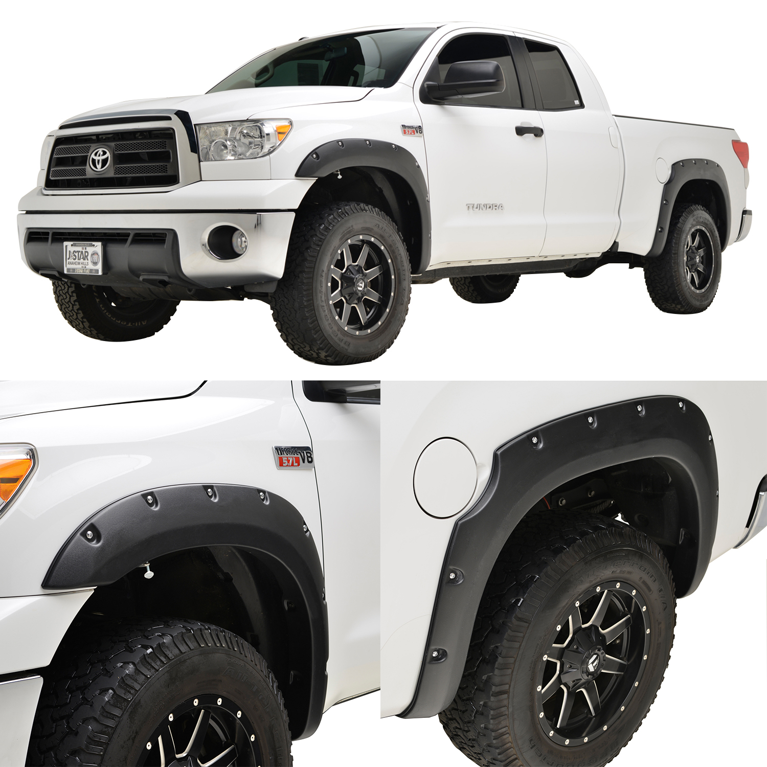 Boss Pocket Rivet Style Fender Flares 4PCs Set Fits 16-18 GMC Sierra