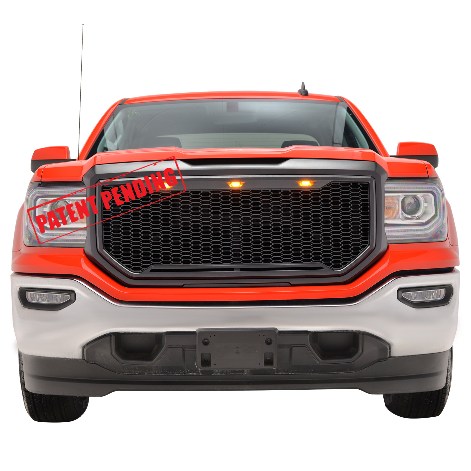Matte Black Fit for 16-18 Toyota Tacoma EAG Replacement Upper Grille Front Full Grill with Amber LED Lights