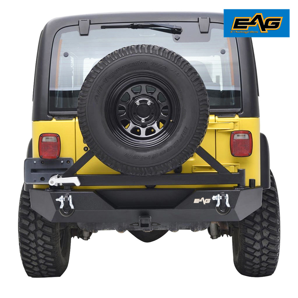 EAG Rear Bumper with Tire Carrier & Hitch Receiver Fit 8706 Jeep