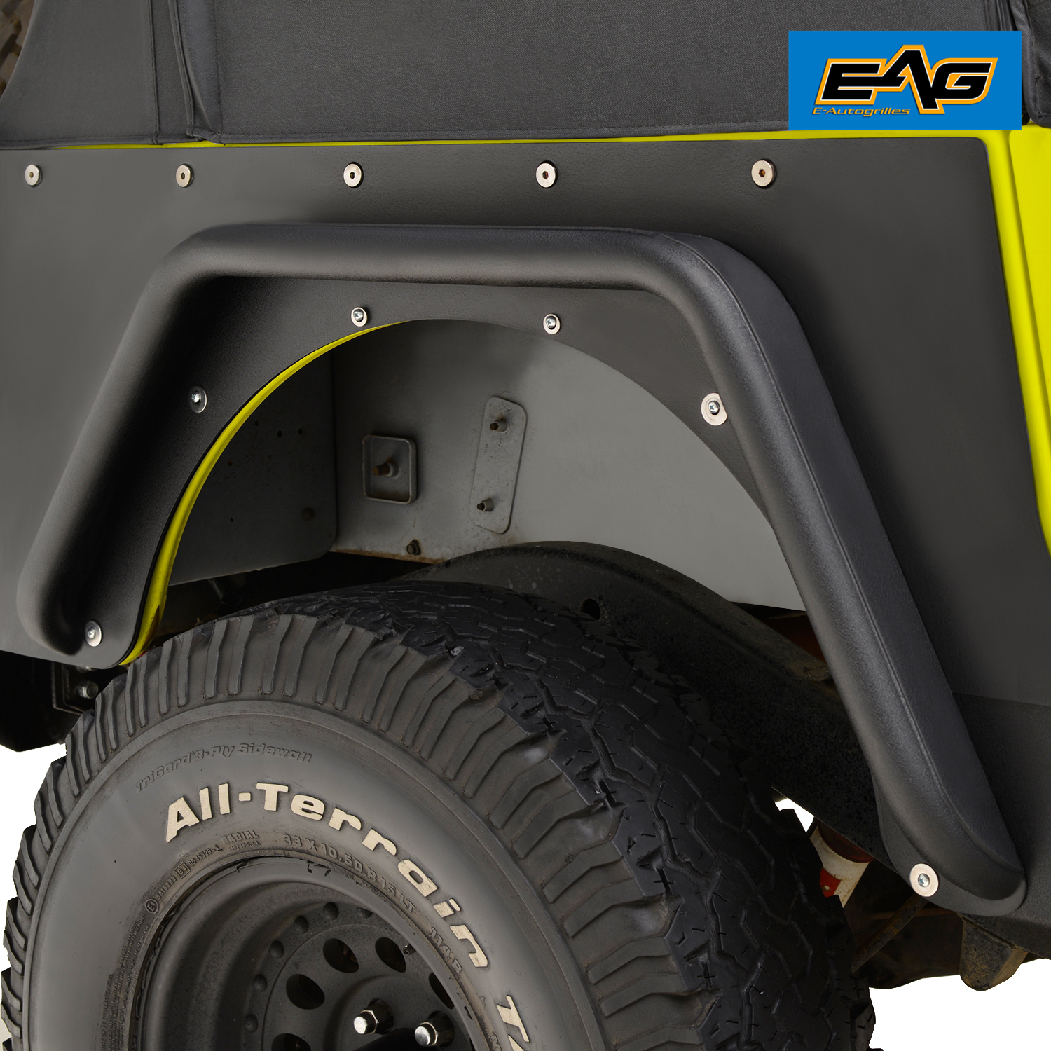 EAG Rear Fender Flares Black Textured Armor 3" Fit 19871996 Jeep YJ