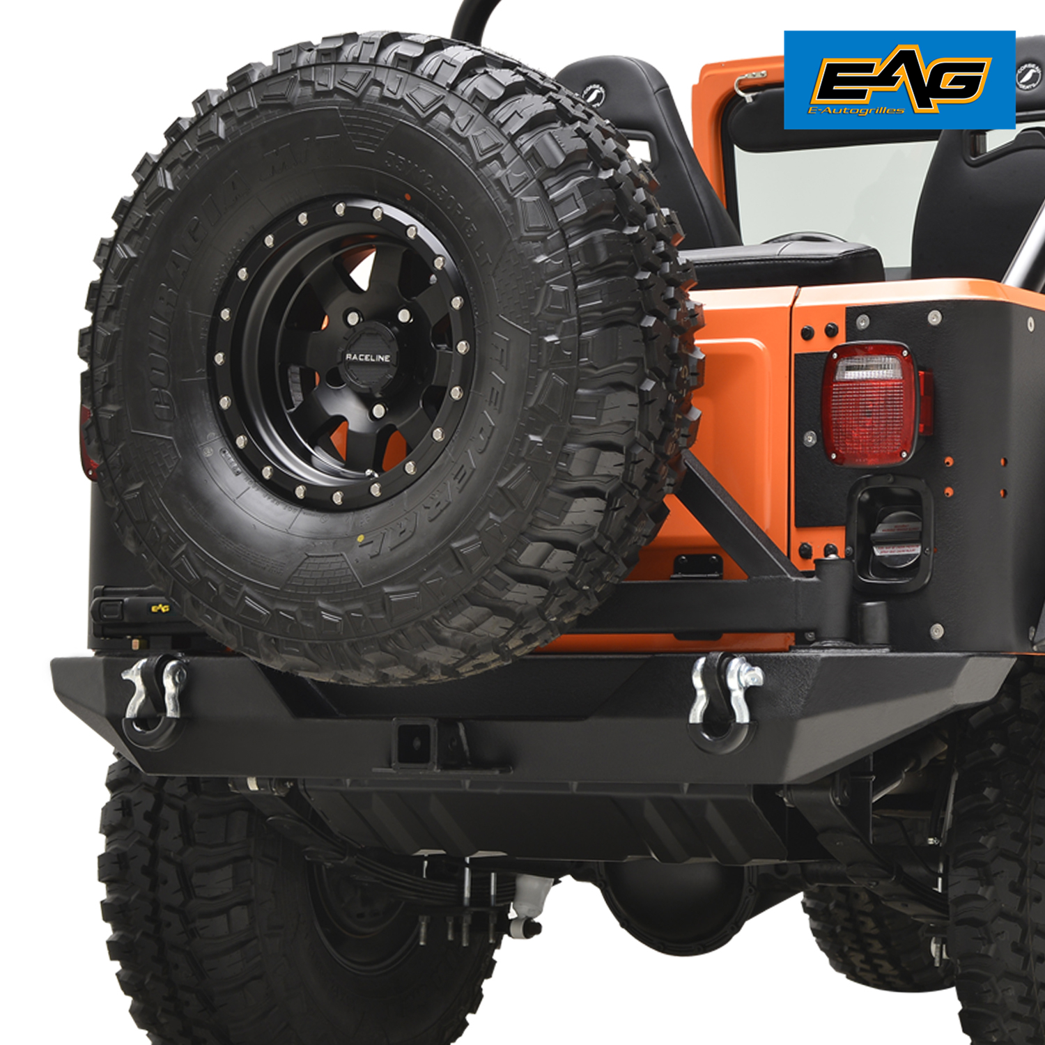EAG Rear Bumper with Secure Lock Tire Carrier Fit for 7686 Jeep
