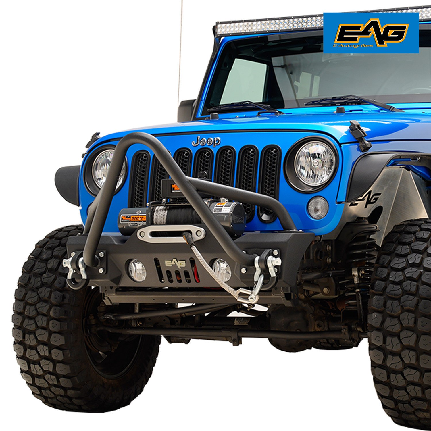 EAG Front Bumper with Winch Plate for 07-18 Jeep Wrangler JK Rock Crawler