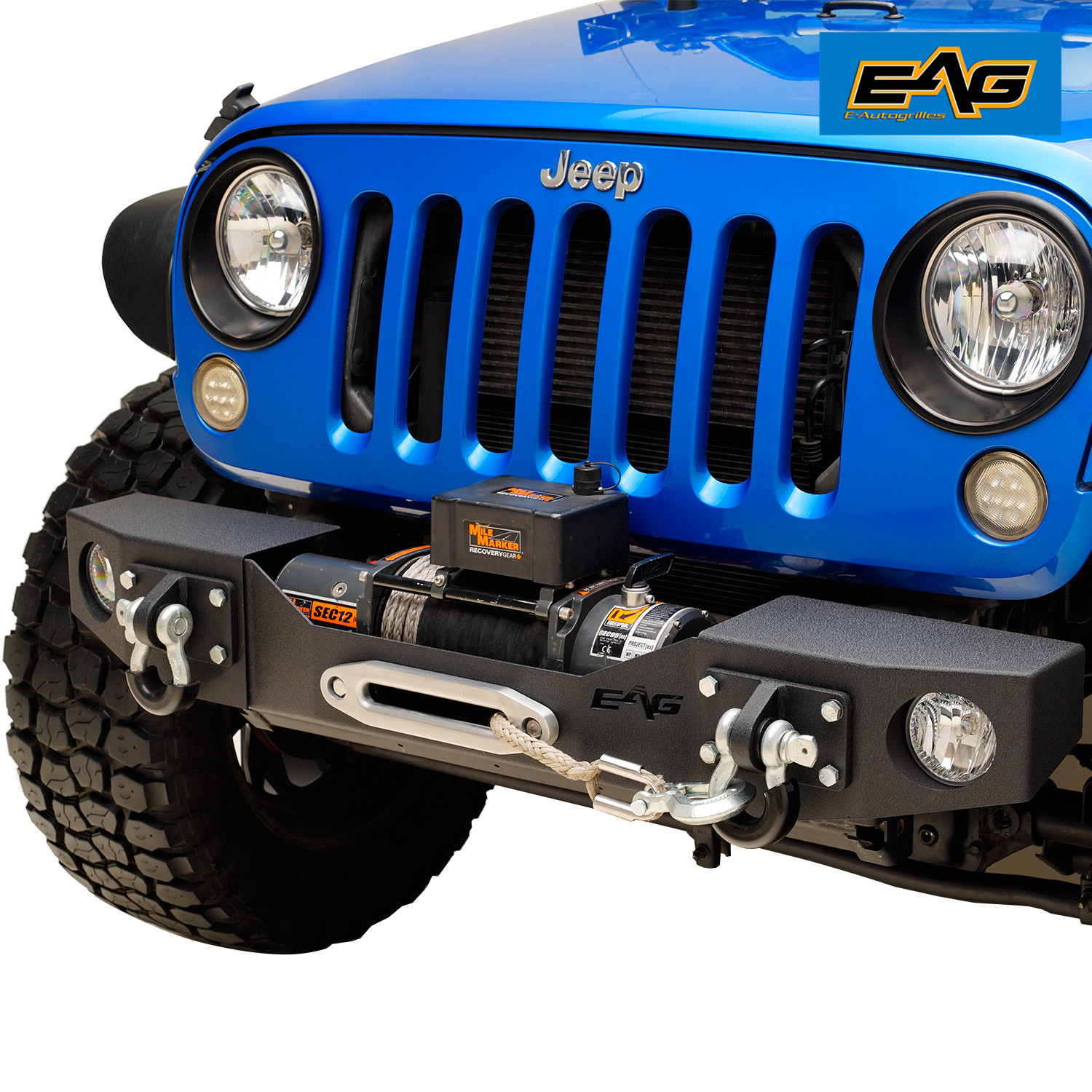 EAG Stubby Front Bumper M.O.D with Fog Light Hole Fit for 0718 Jeep JK