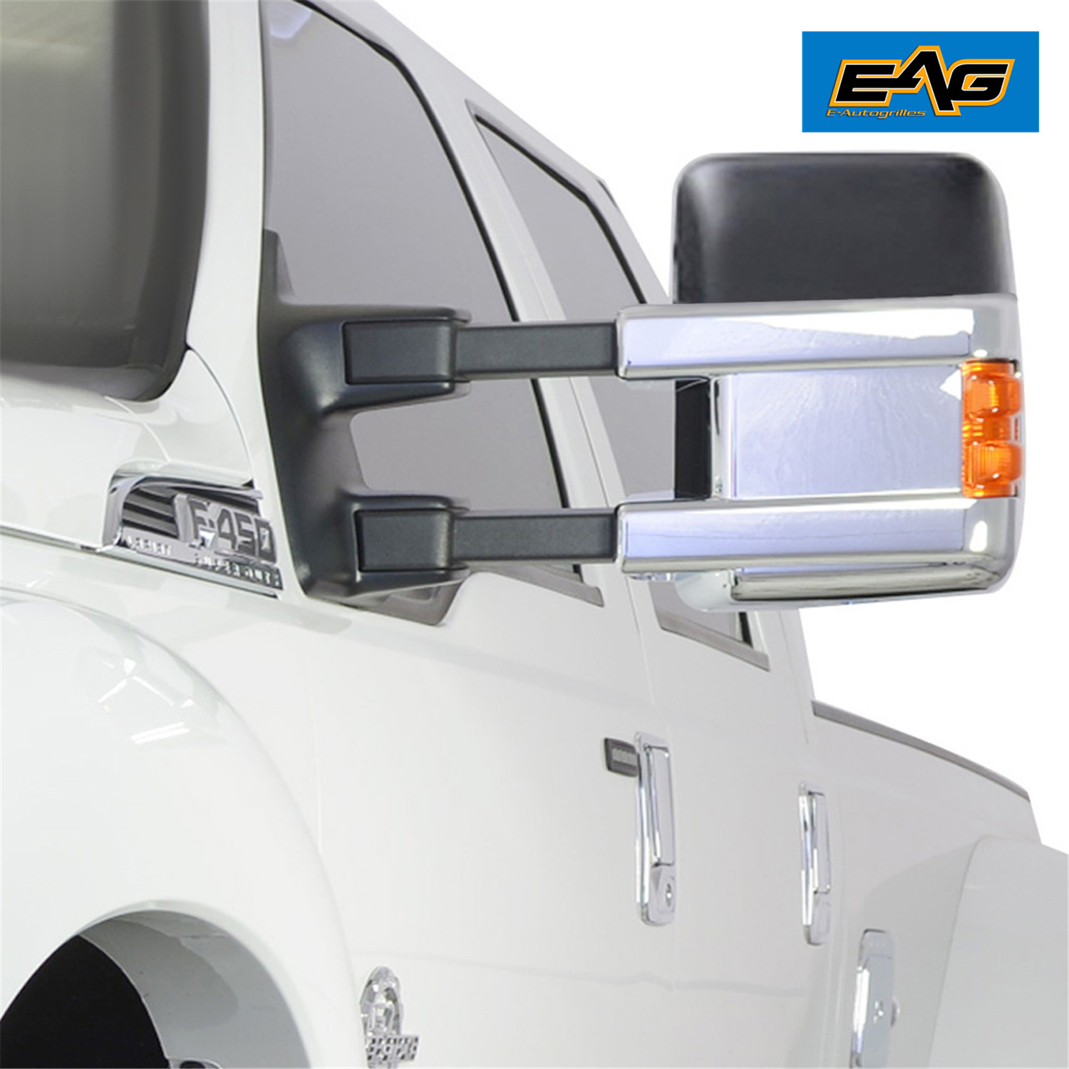 FOR FORD F-250//350//450 99-07 CHROME MIRROR COVERS W// HOLE FOR TRUNING LIGHT