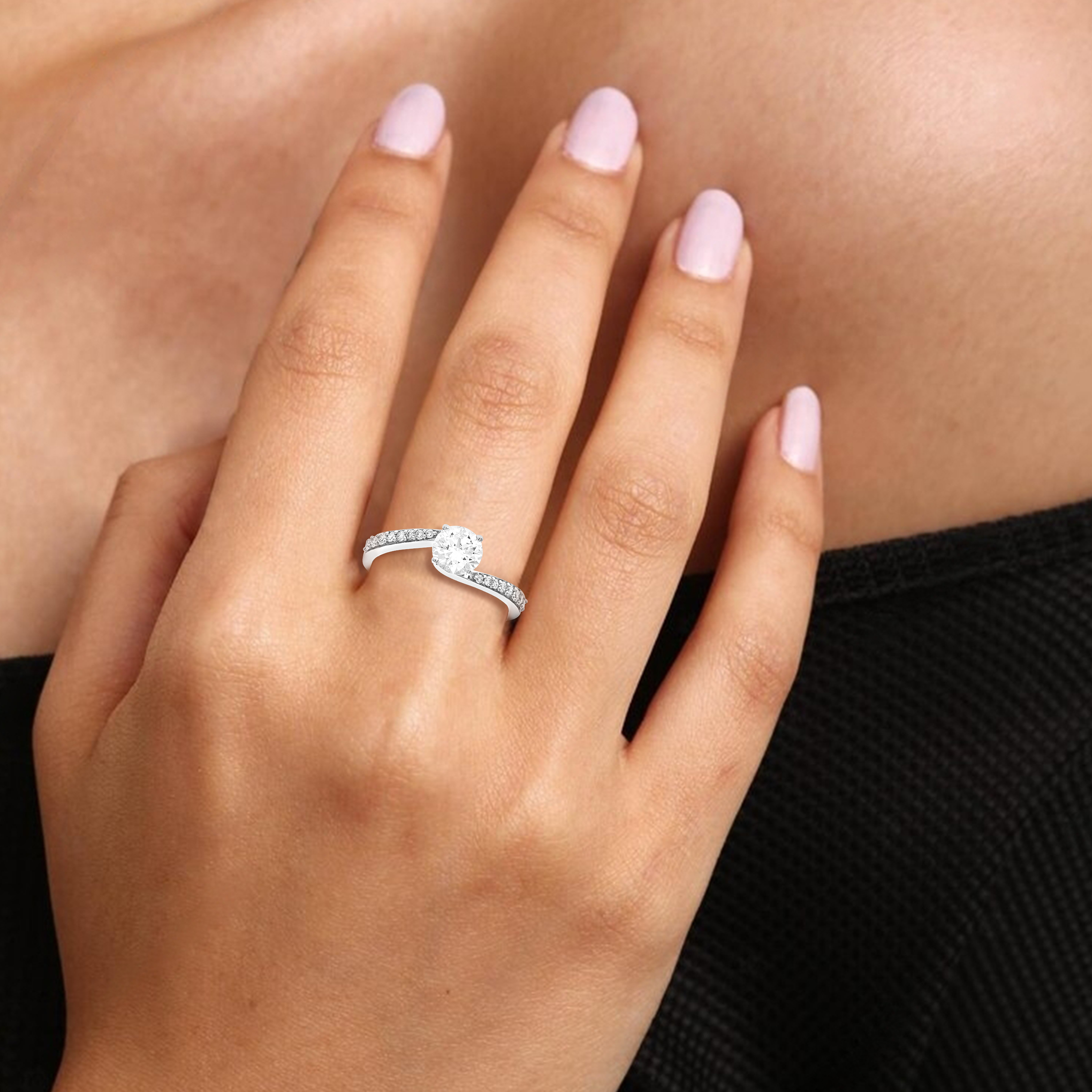 1 cttw Lab Created Diamond Engagement Ring in 14K White Gold Round in Prong Set - Picture 18 of 22