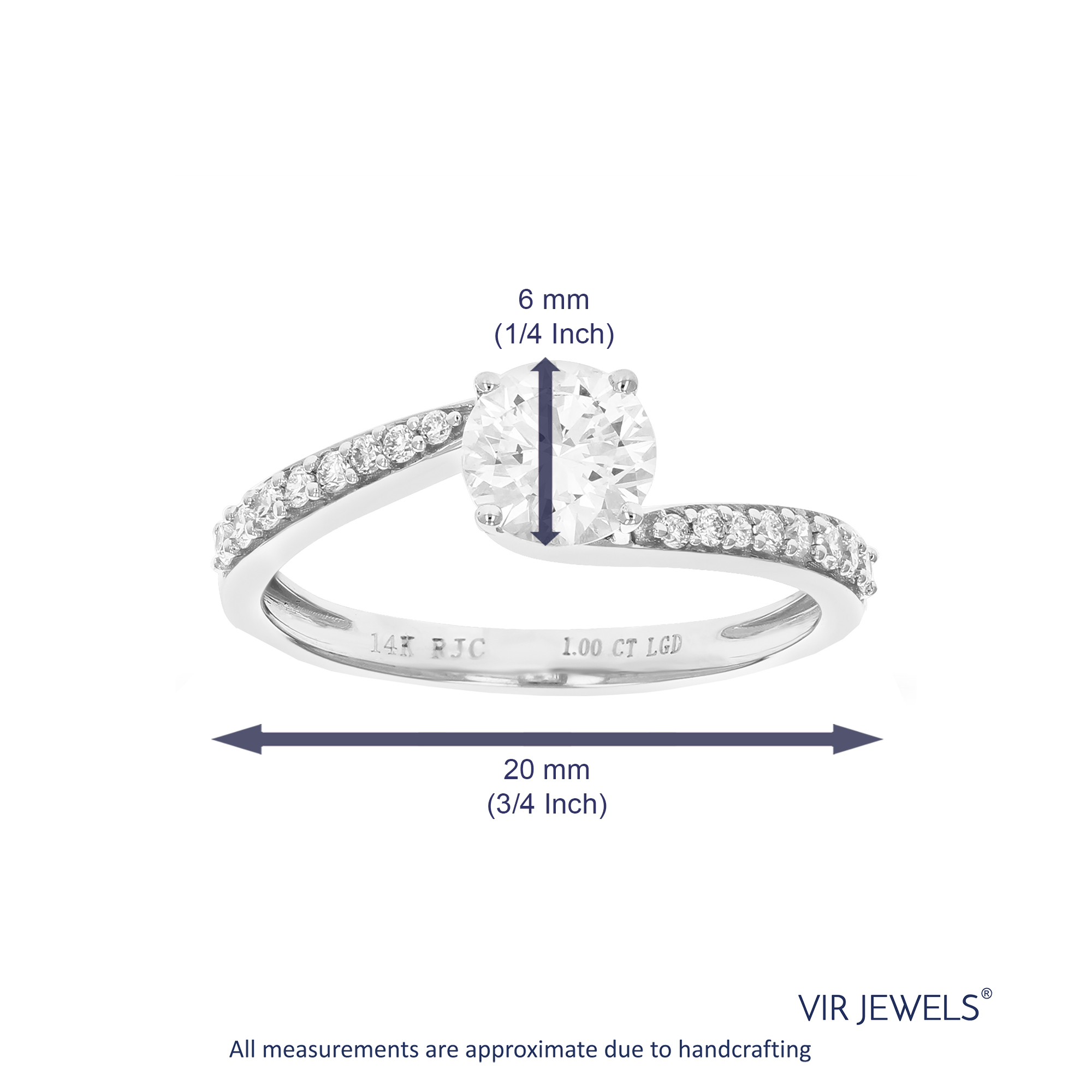 1 cttw Lab Created Diamond Engagement Ring in 14K White Gold Round in Prong Set - Picture 9 of 22