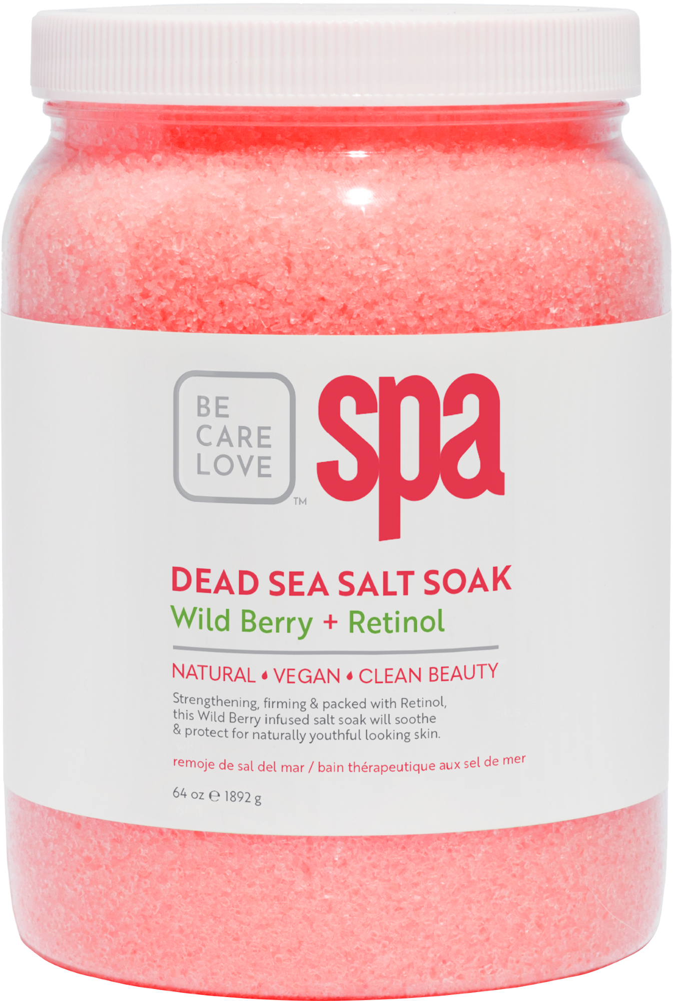 BCL SPA Dead Sea Salt Soak Wild Berry + Retinol, 64 oz.