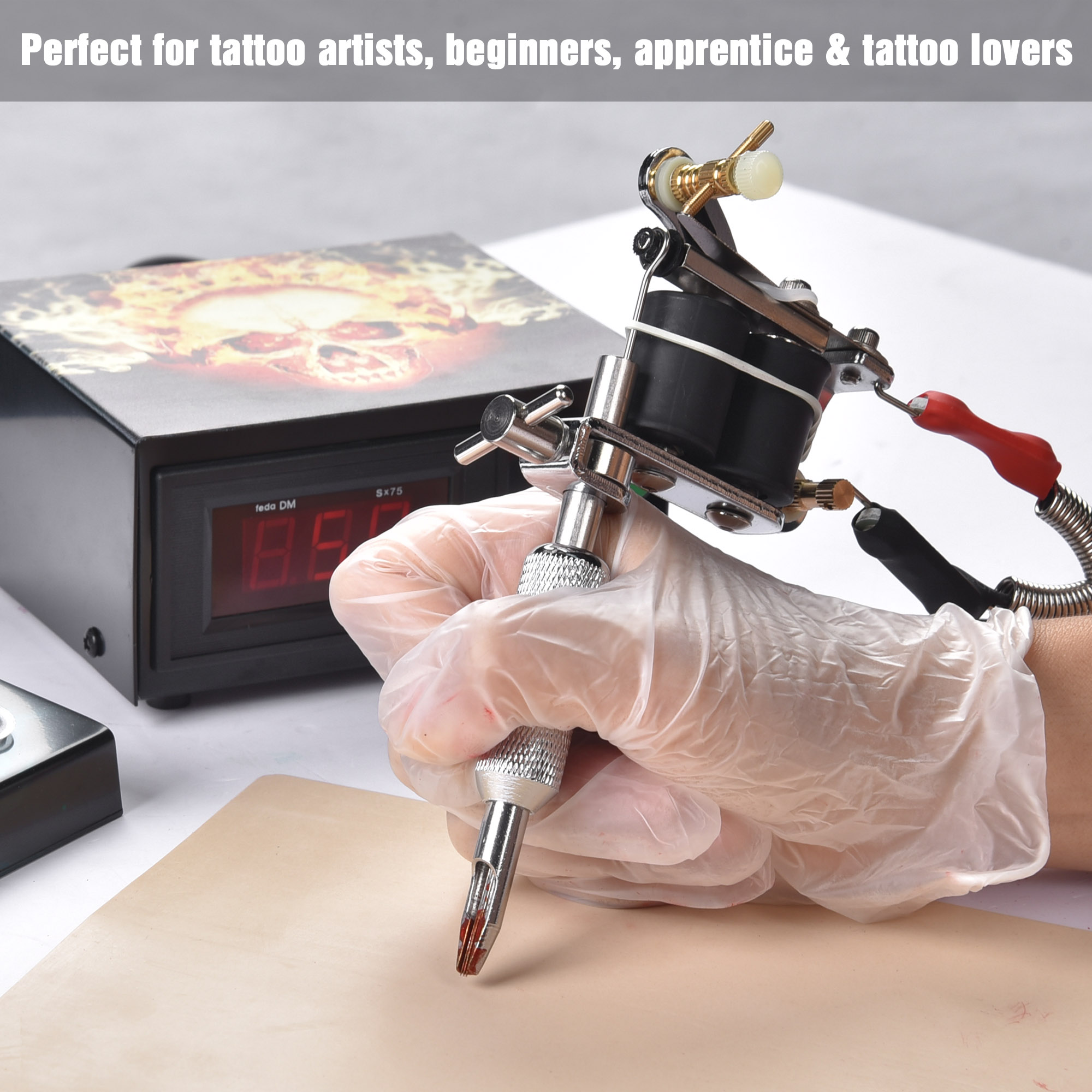 Complete Tattoo Kit 4 Machine Gun 40 54 Color Ink Power Supply Needle Grip Case - Picture 8 of 16
