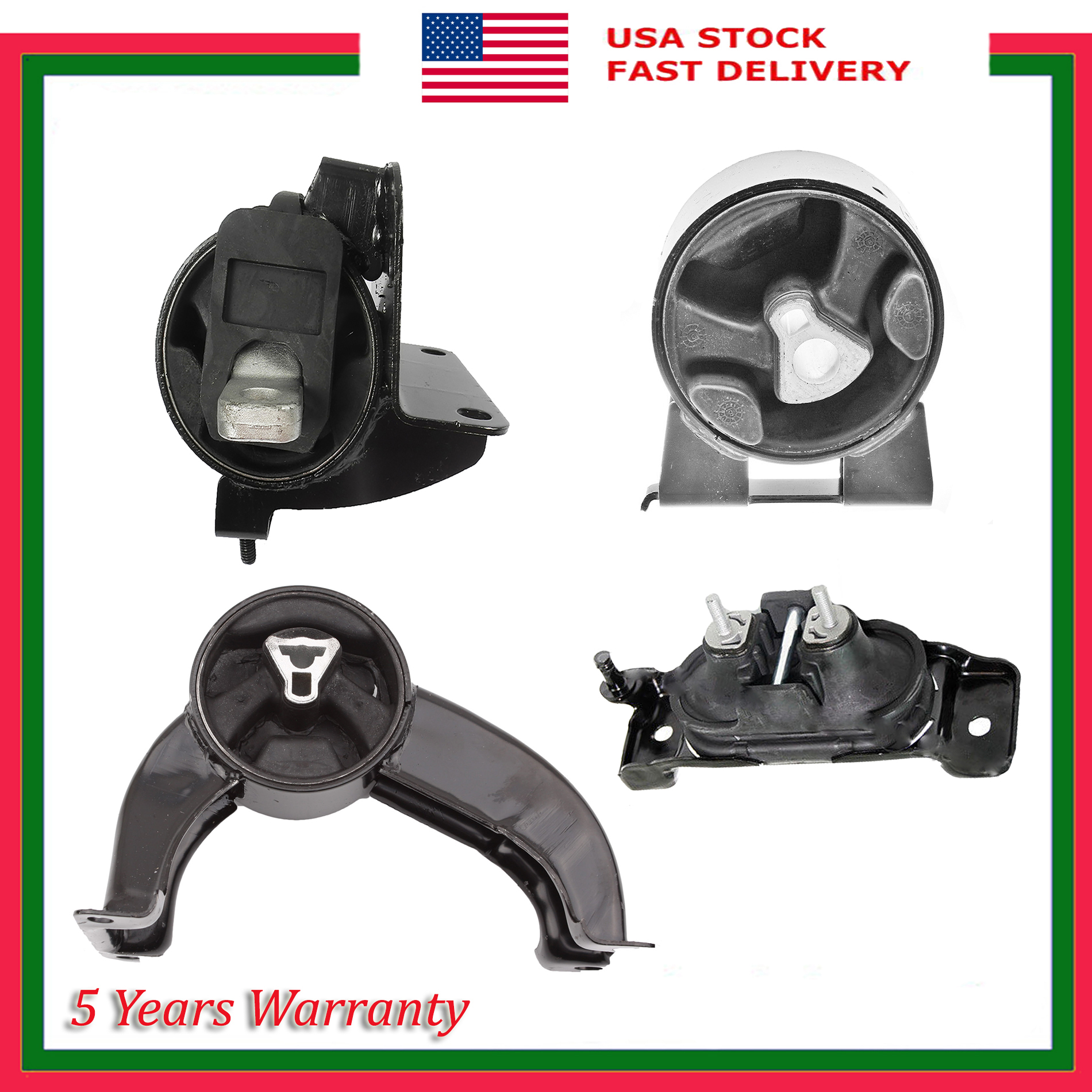 4-Piece Engine & Transmission Mount Kit For 08-10 Chrysler Dodge 3.3/3.8L – 5525 5654 5480 5493
